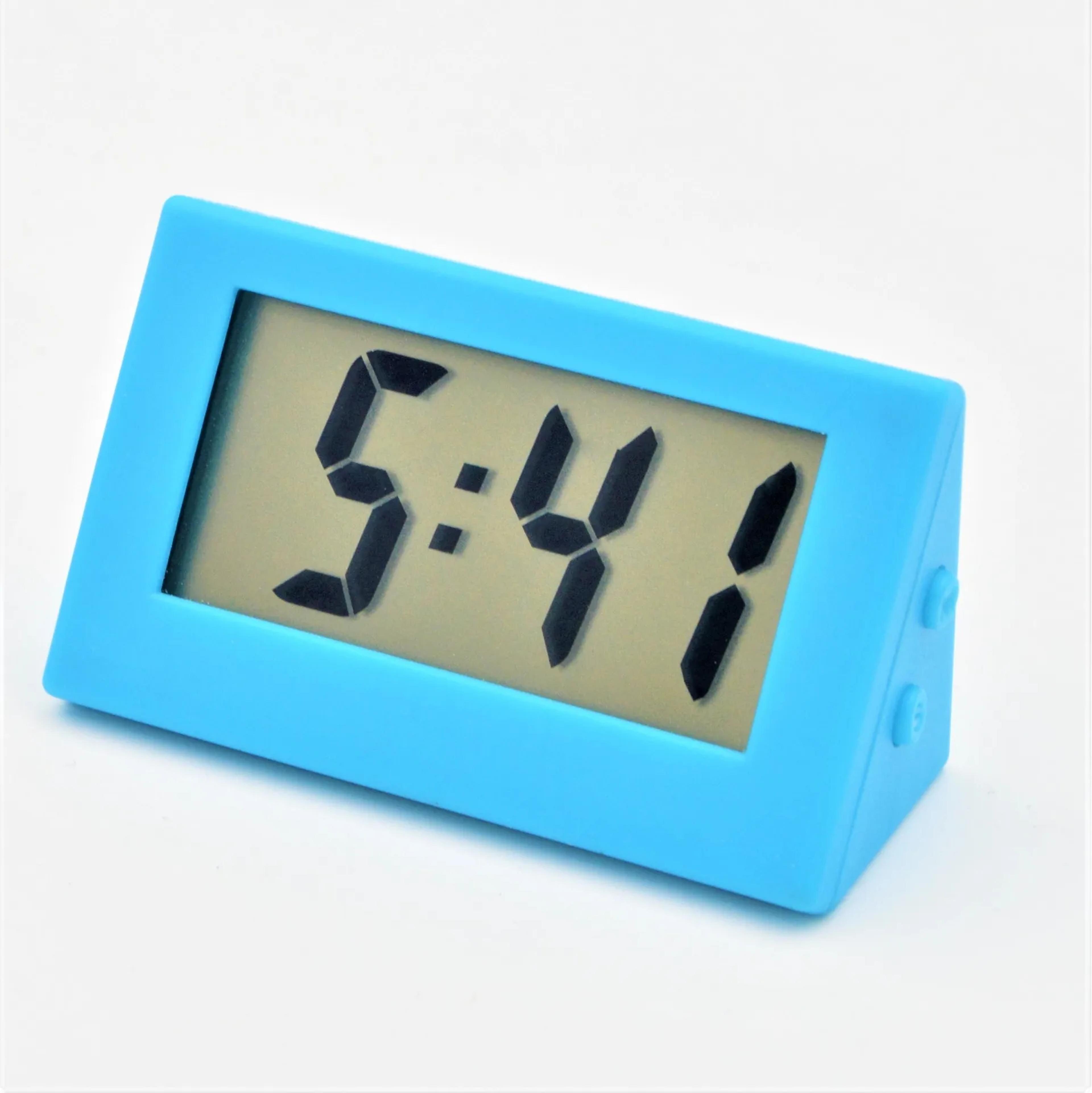 portable digital desk clock mini lcd desktop travel clock triangle table display