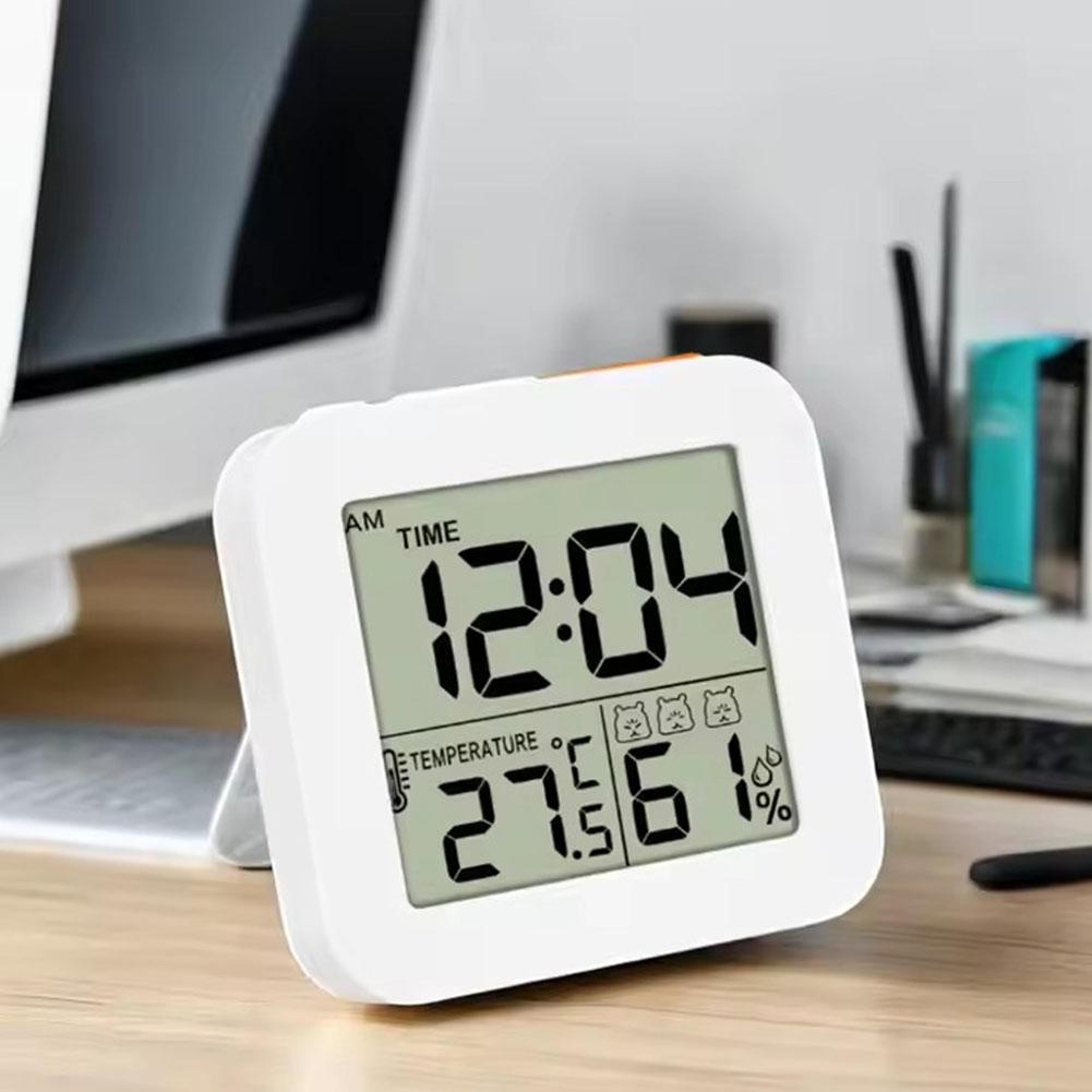 shower clock with digital bathroom clock display, shower timer, temperature humidity monitor
