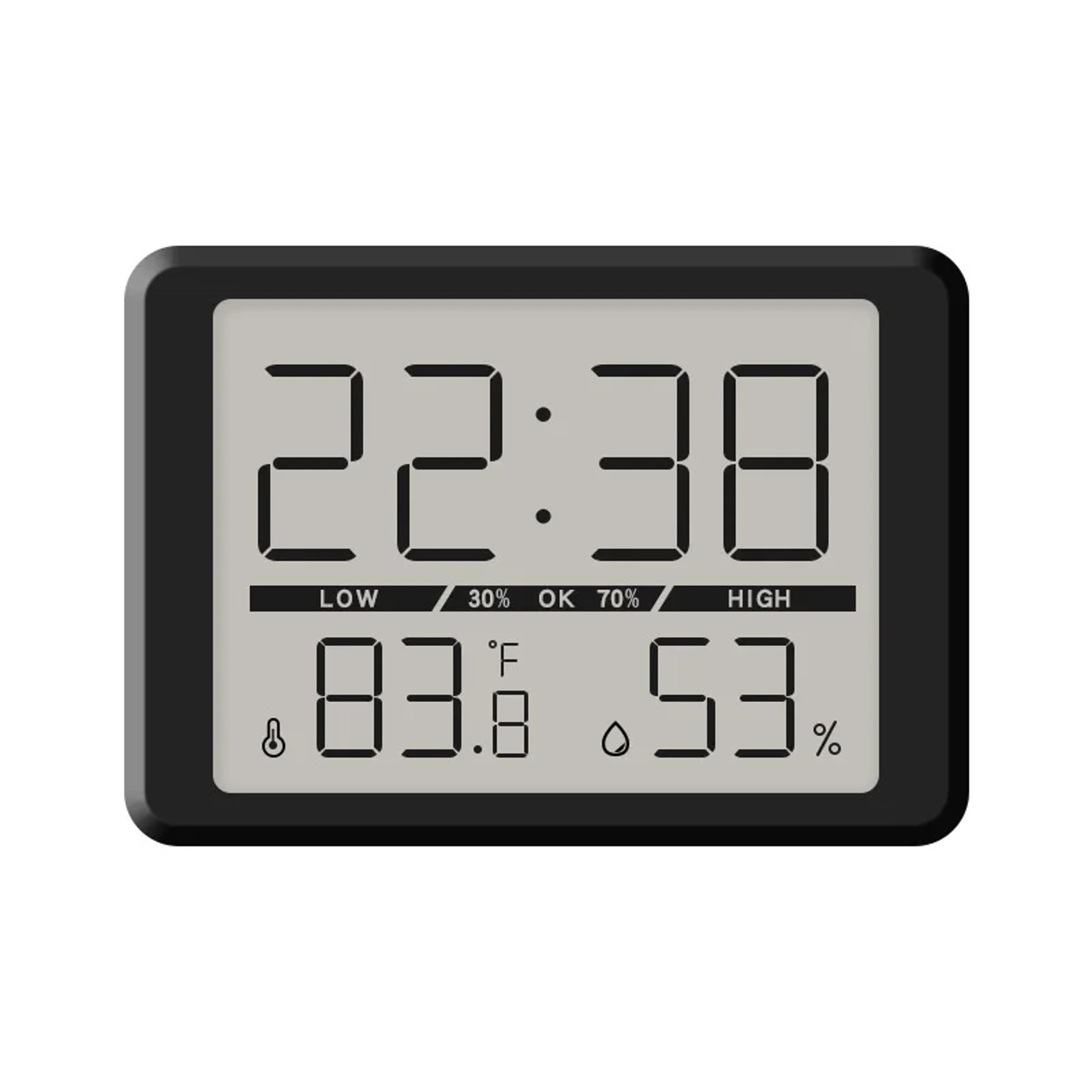 ultra thin magnetic digital alarm clock with lcd display, temperature humidity monitor and backlight