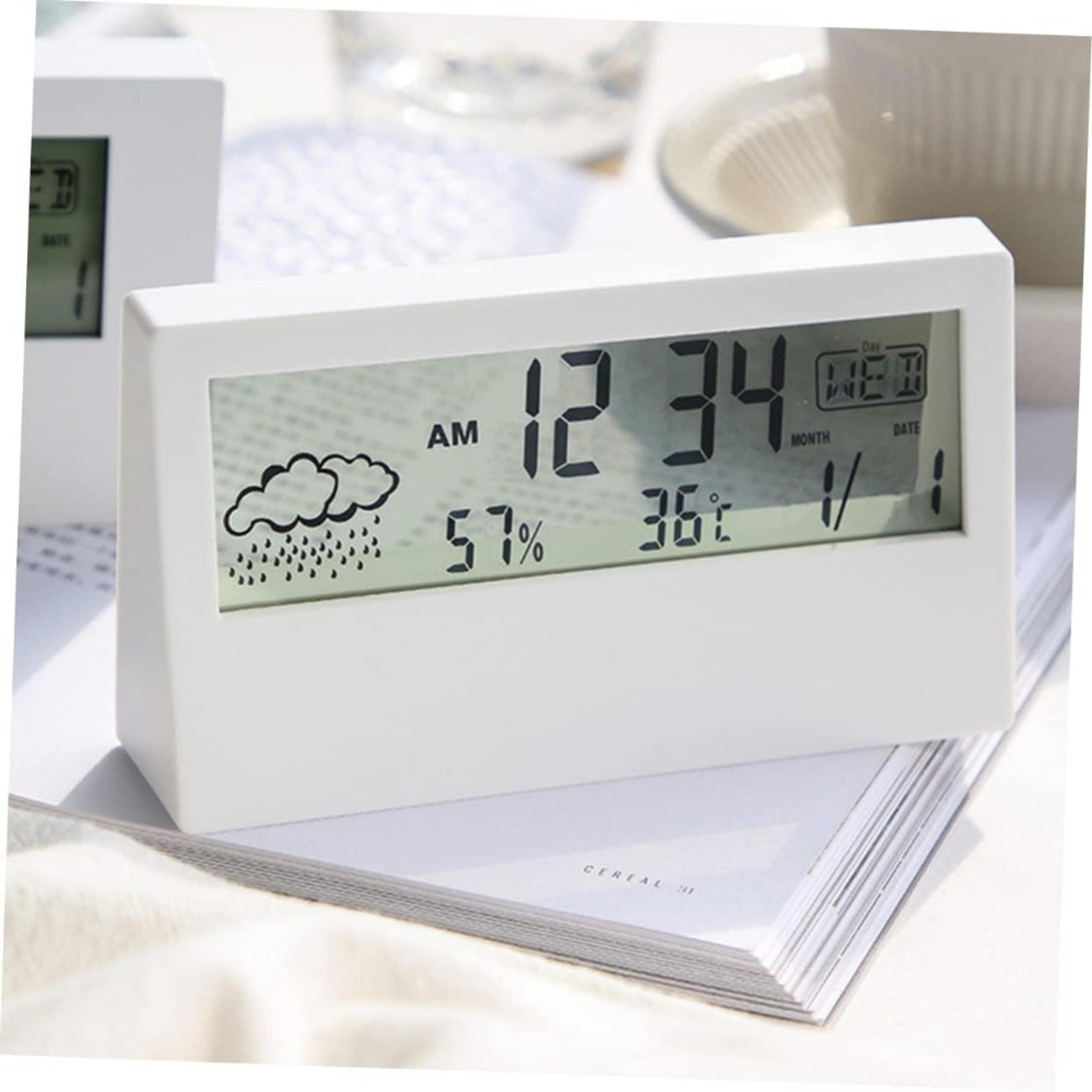 smart digital hygrometer indoor thermometer clock with humidity meter and electronic display for home