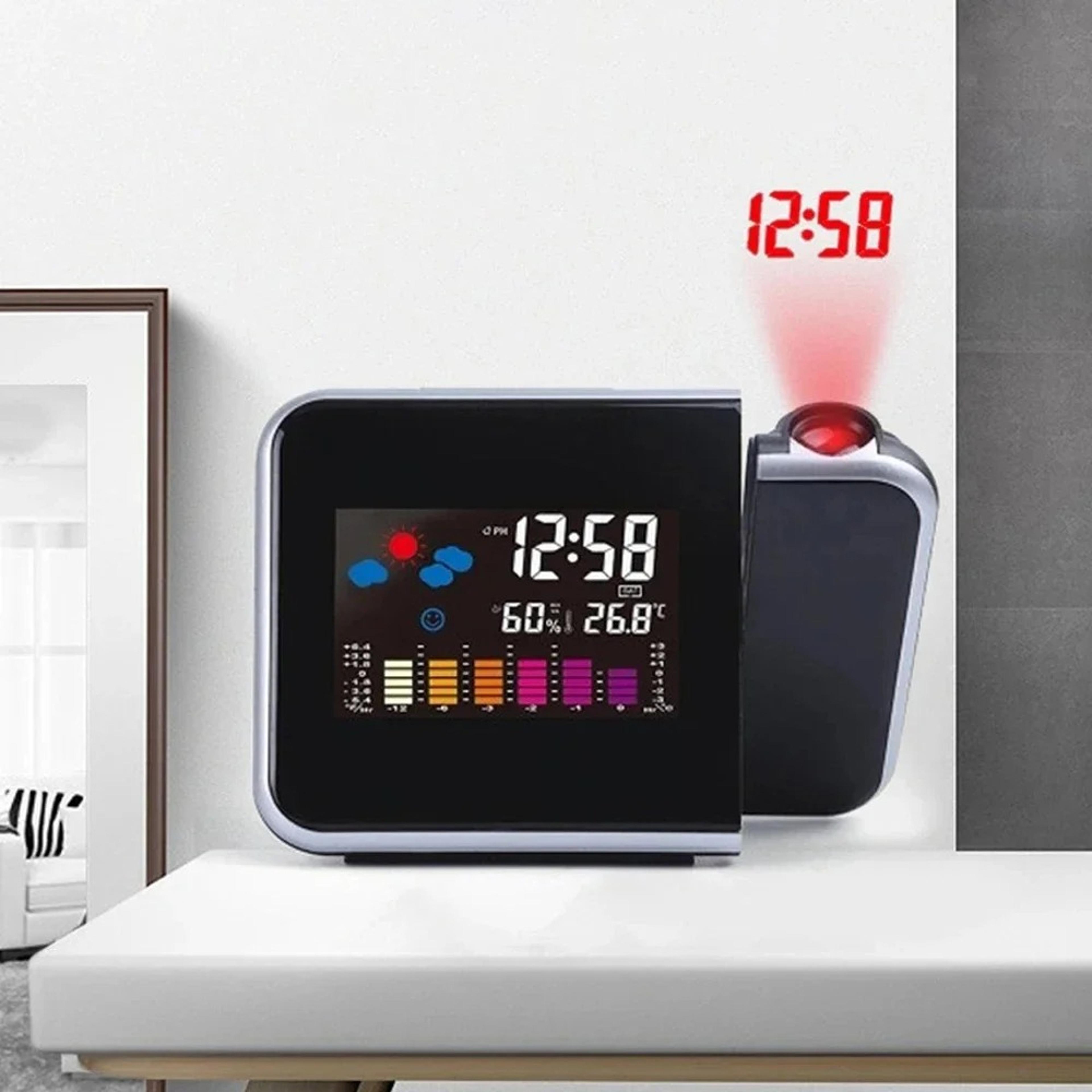 rotating projection alarm clock with color display led digital bedside clock