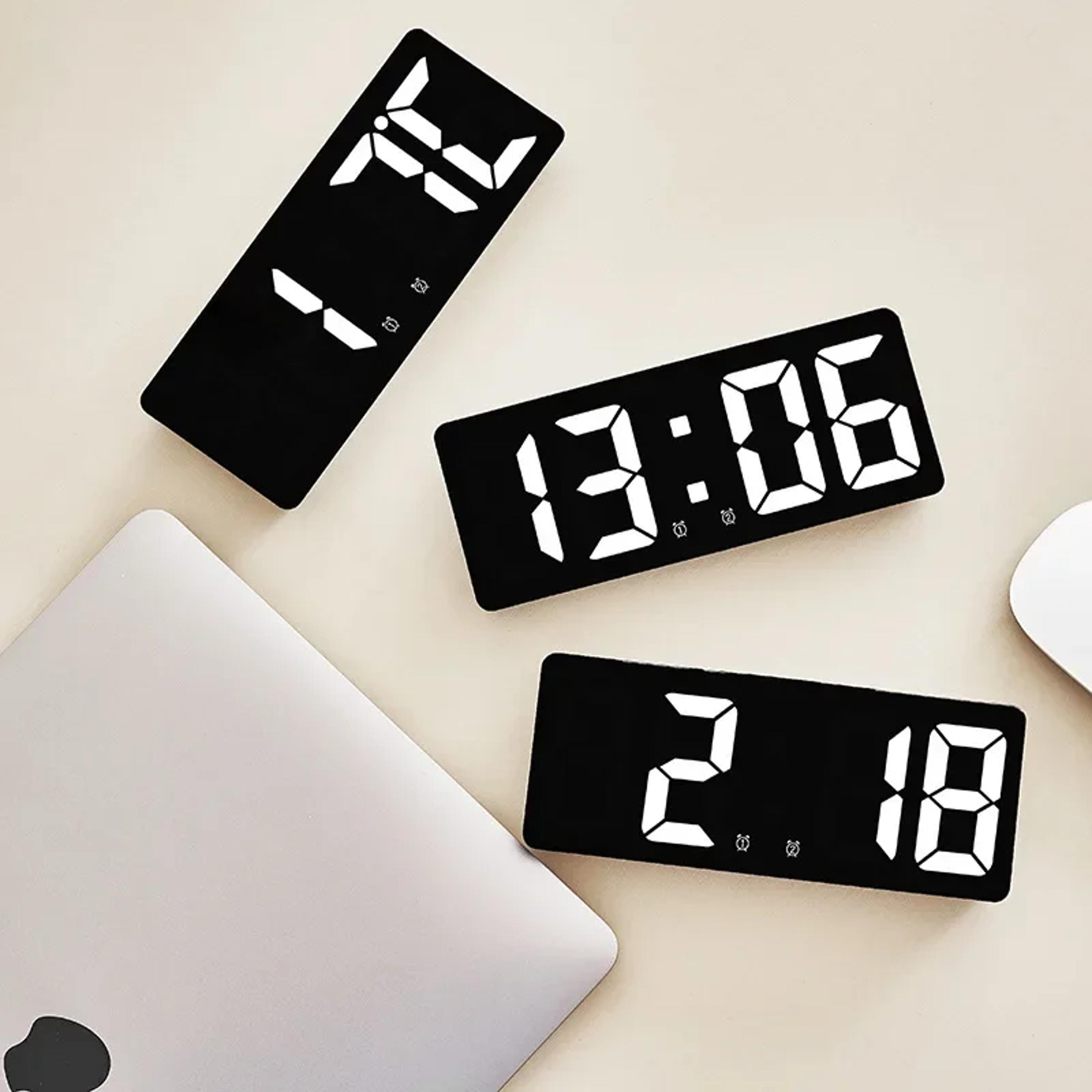 luminous led digital clock with large display, night light, temperature calendar and alarm