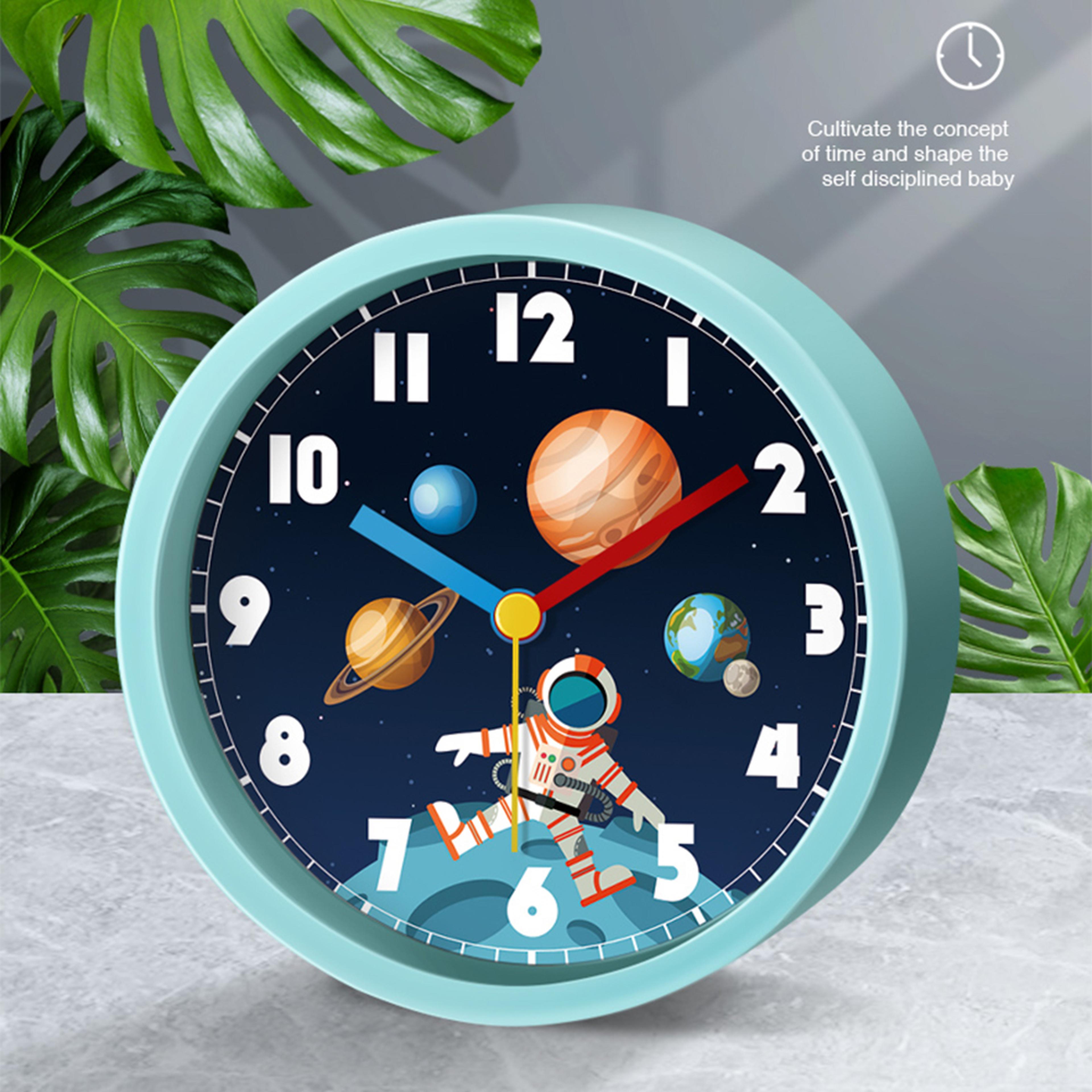 astronaut planet kids alarm clock silent non ticking cartoon bedside desk clock for children