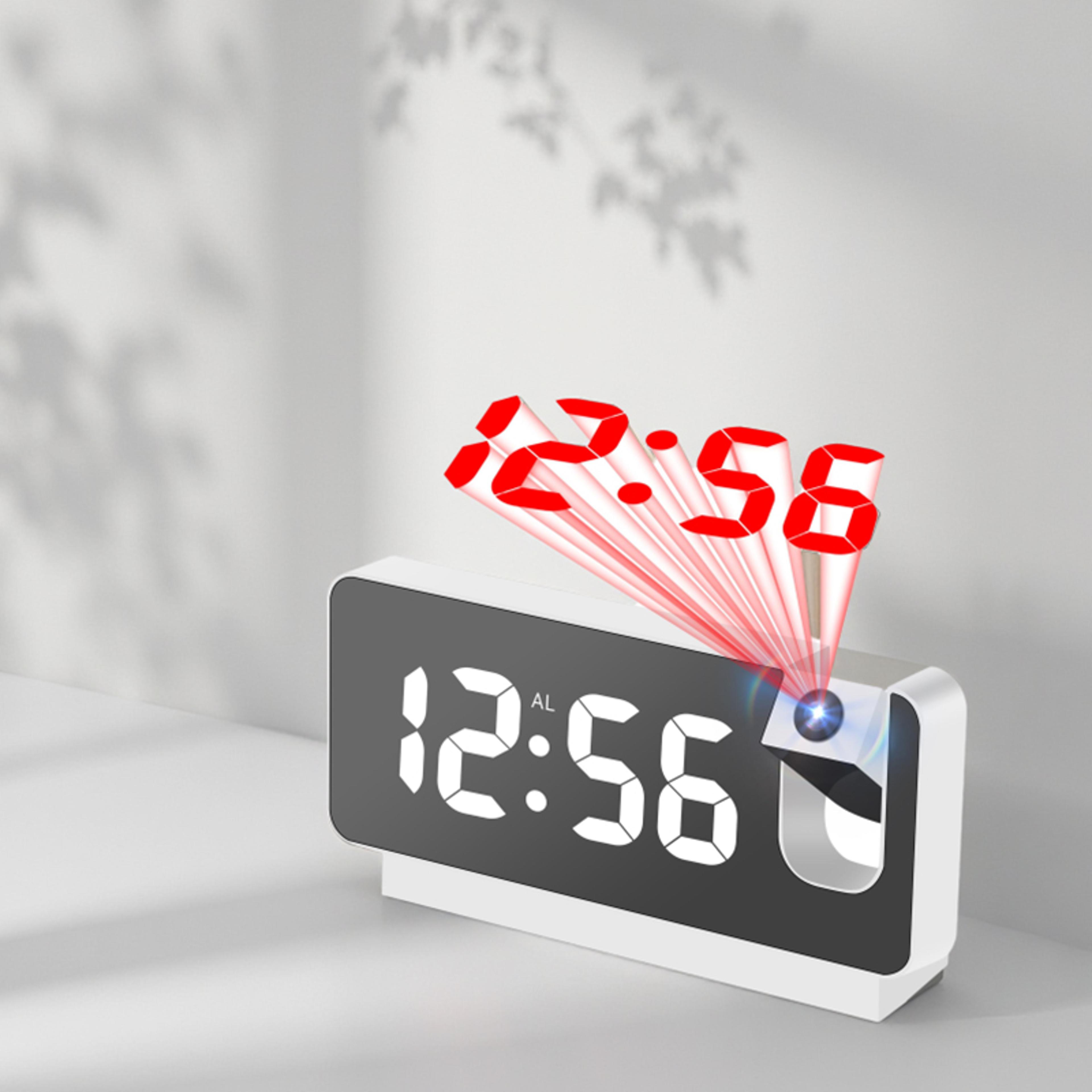 smart projection alarm clock with led display, temperature monitor and digital bedside clock