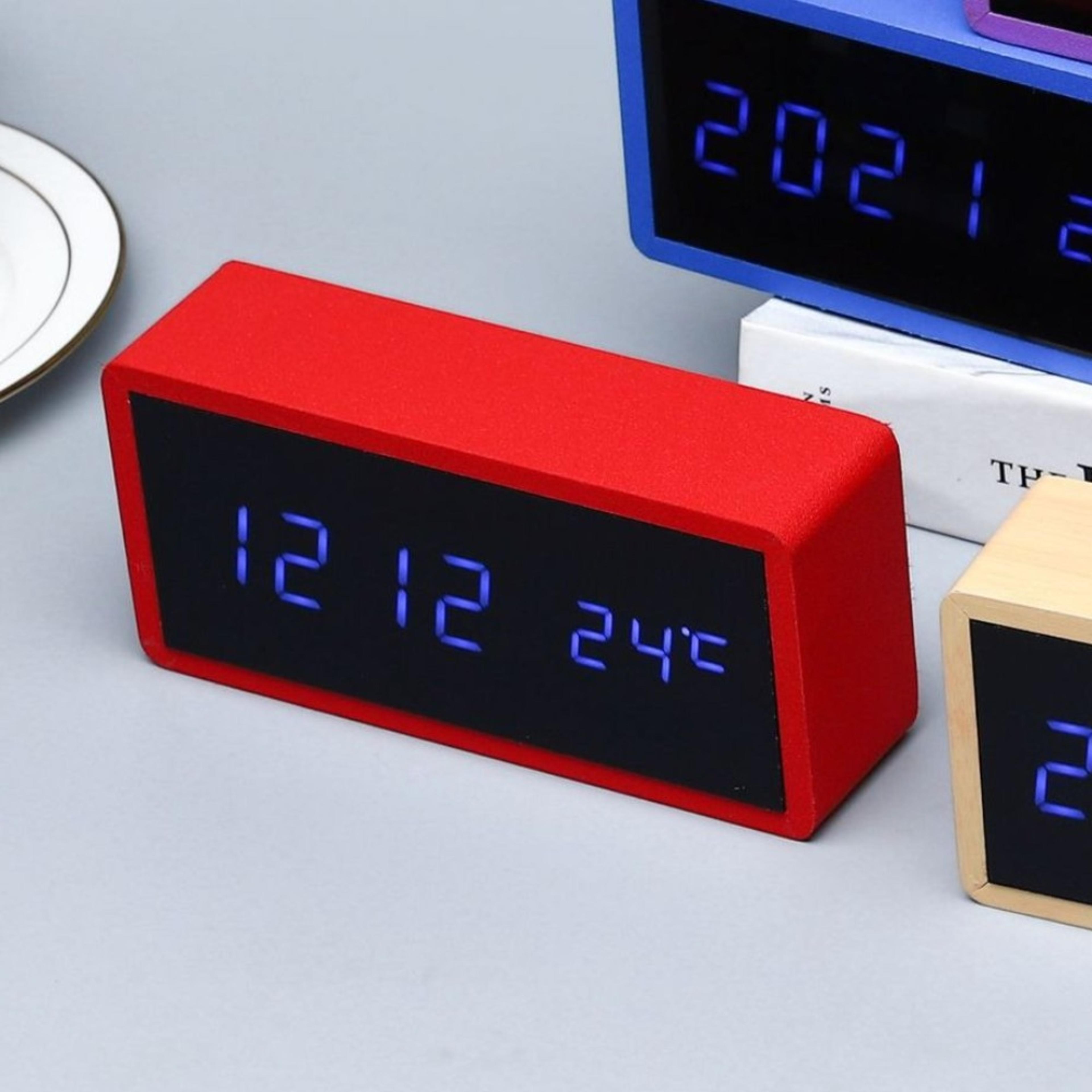 bamboo wooden led alarm clock with temperature display mirror digital desk clock for betal table home decor alarm clocks