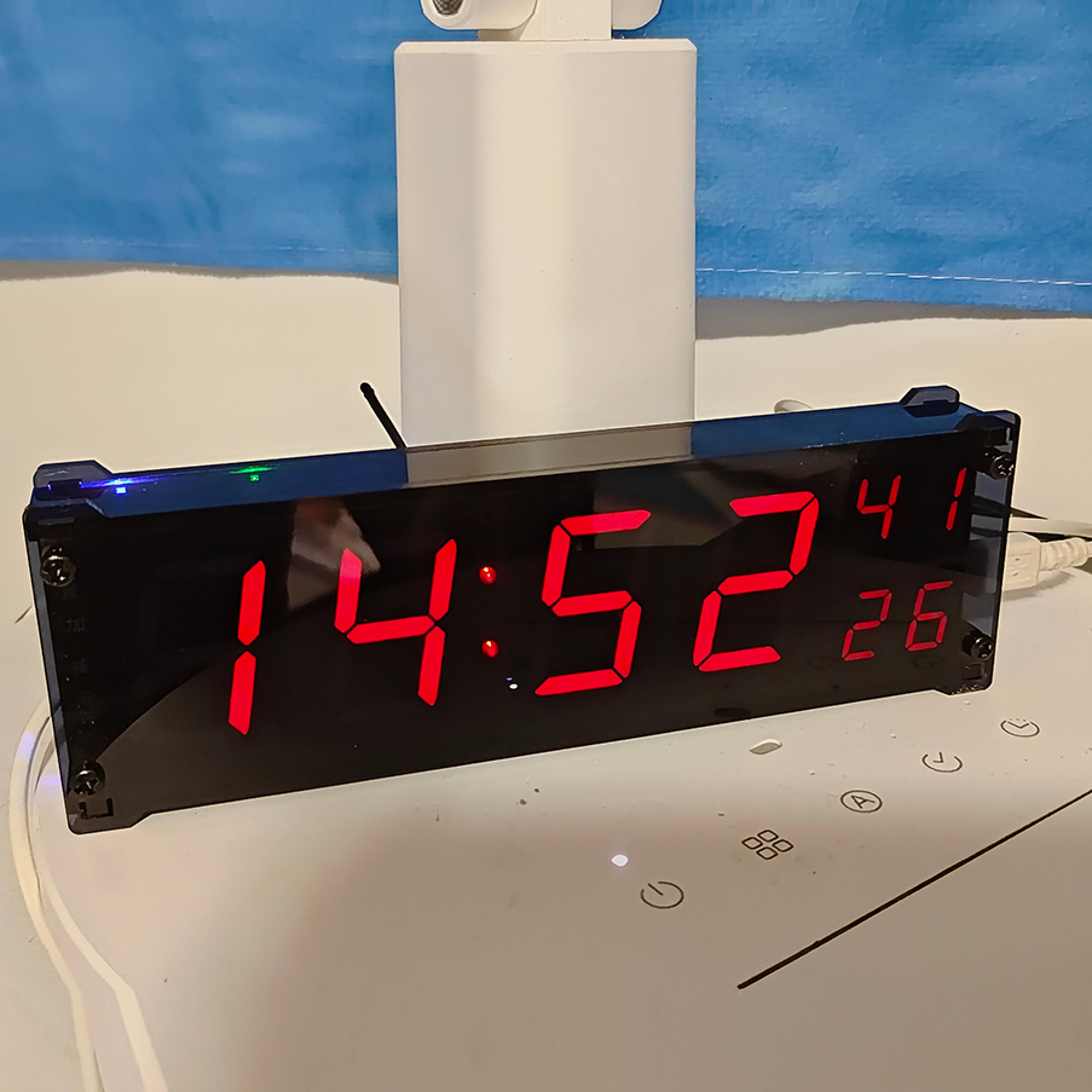 wifi digital clock with led time display, network synchronized alarm clock with temperature monitor
