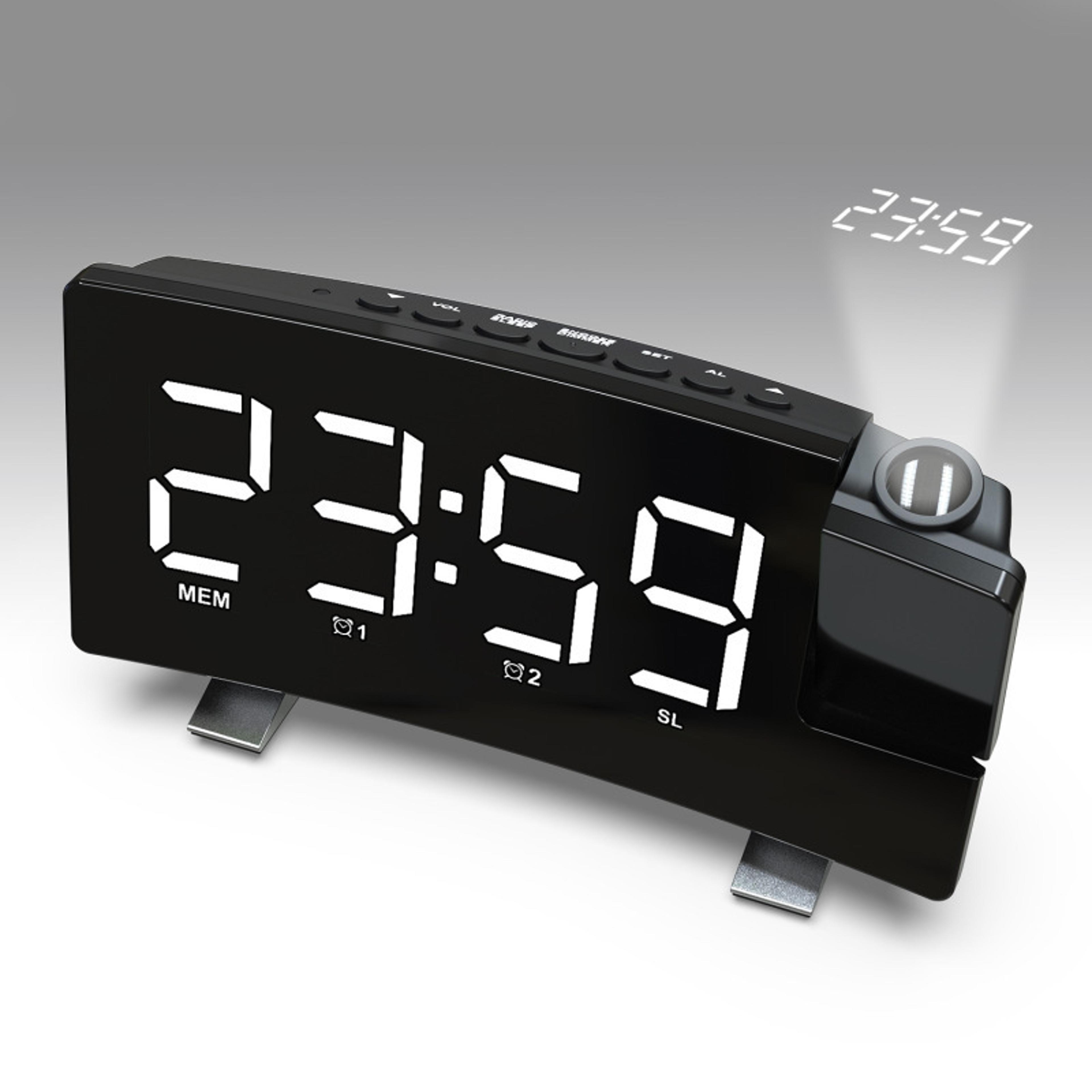 projection alarm clock with 180° ceiling display, large led alarm clock for bedroom and heavy sleepers