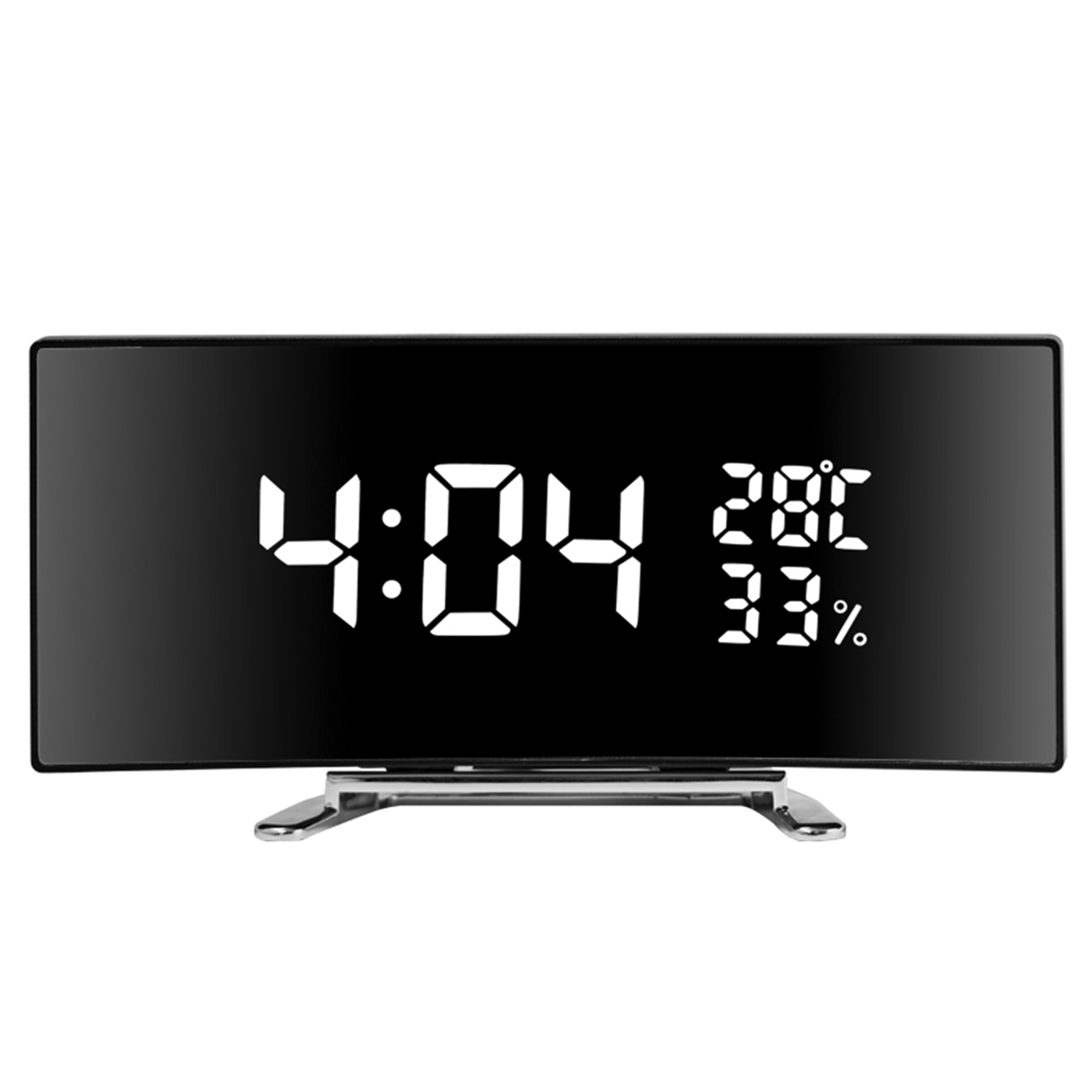 curved led alarm clock with temperature and humidity display digital bedside desk clock