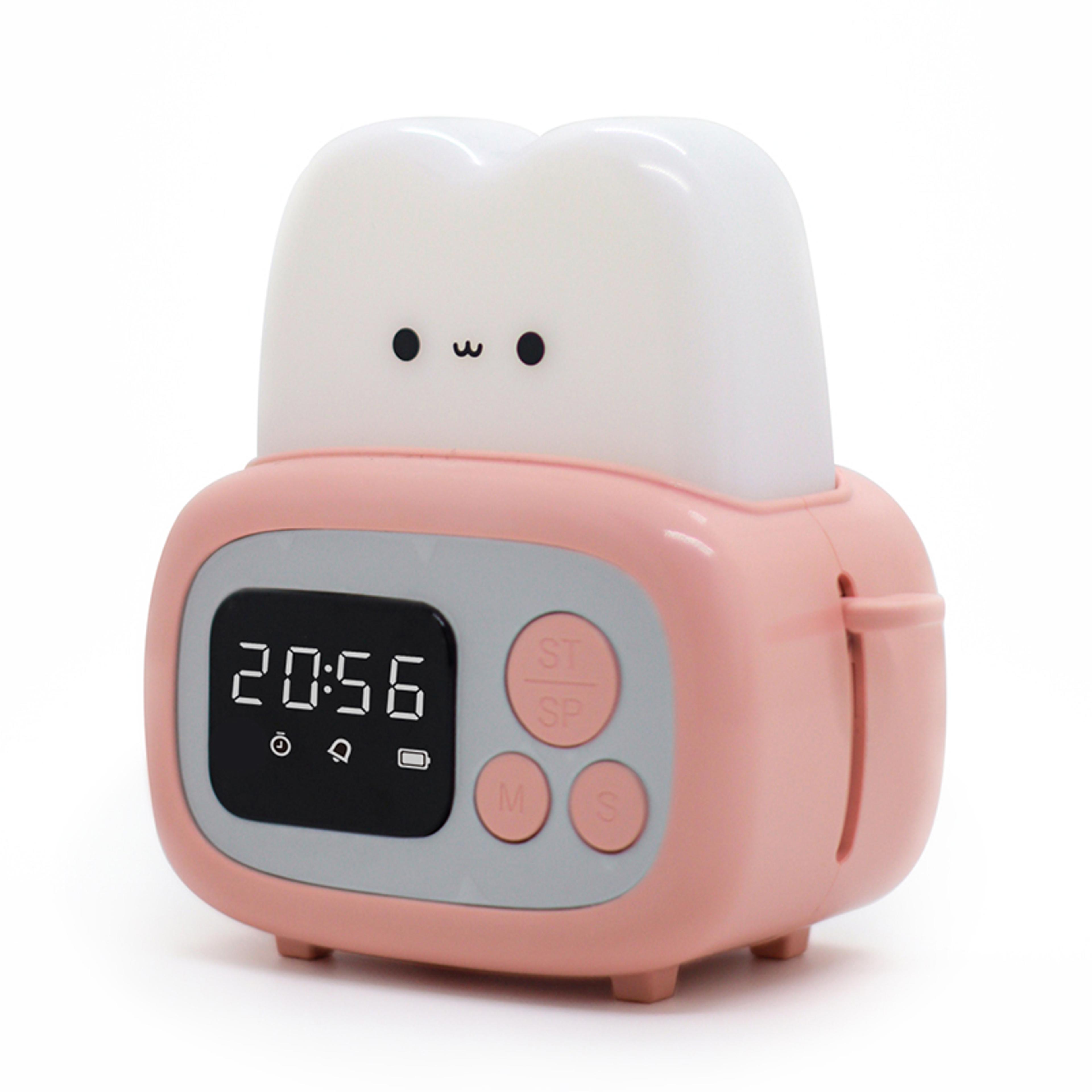 cute led toaster alarm clock with night light and timer for bedroom bedside decor