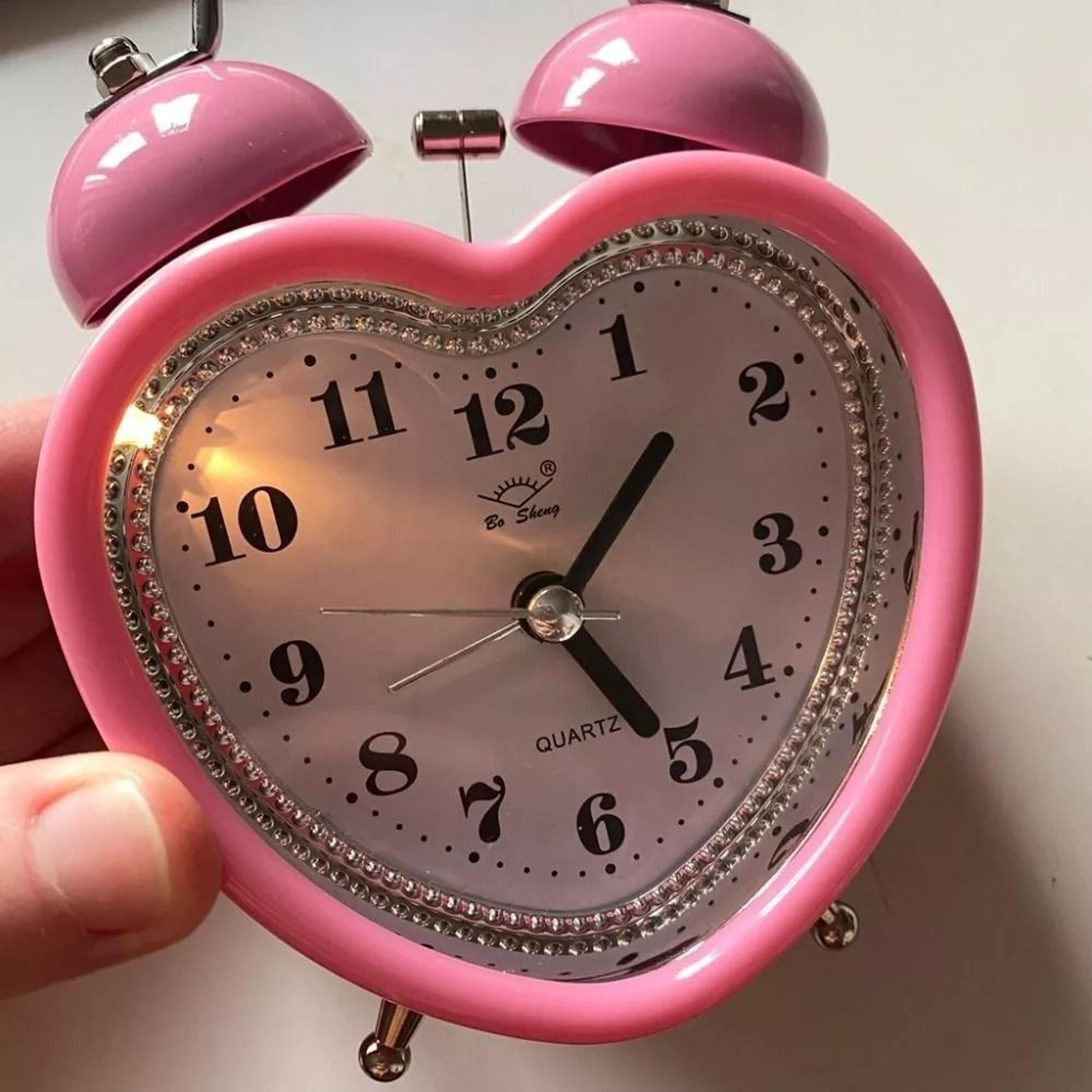 heart shape alarm clock night light creative silent snooze wake up clock for girls bedroom decor