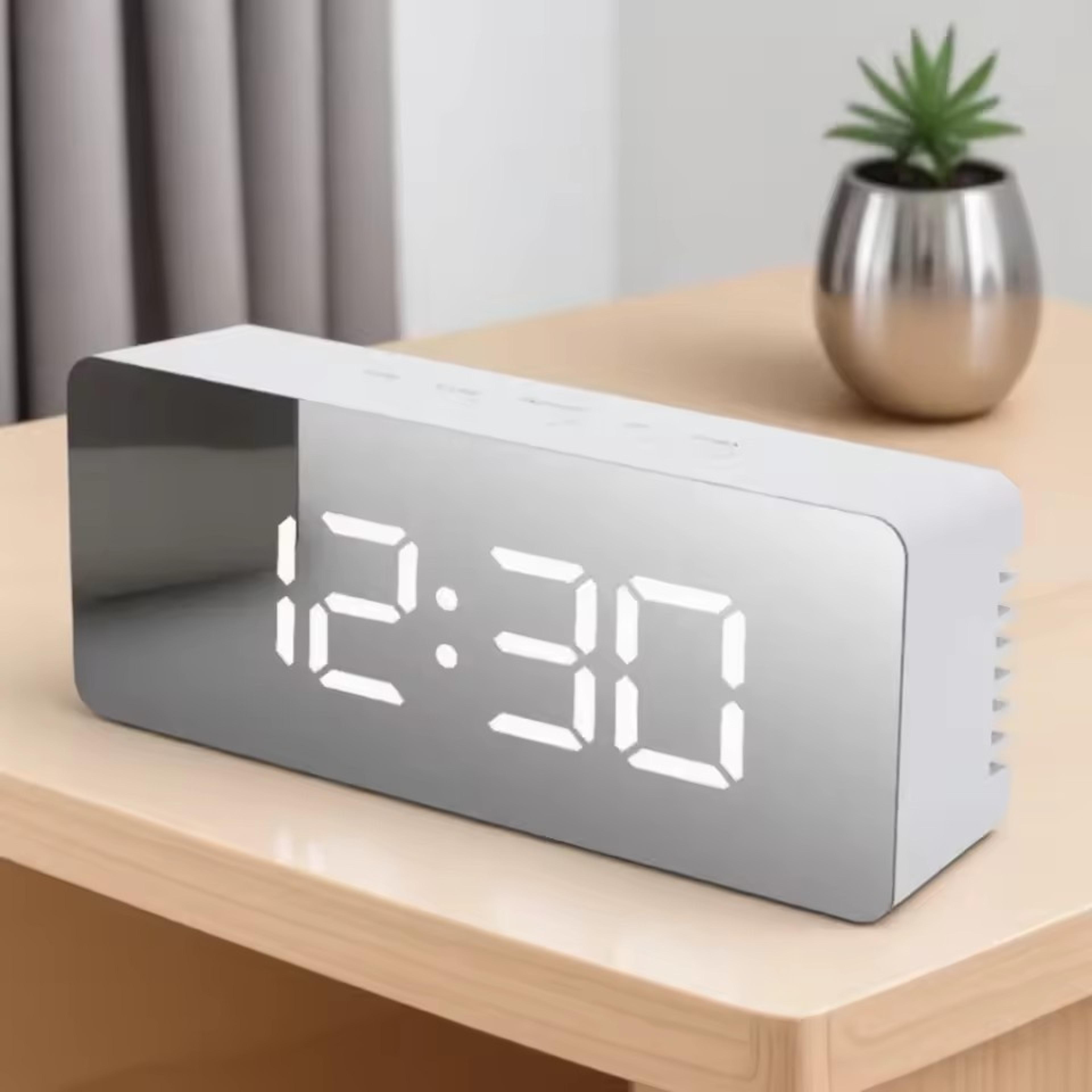 digital mirror alarm clock led display table clock with temperature and snooze function
