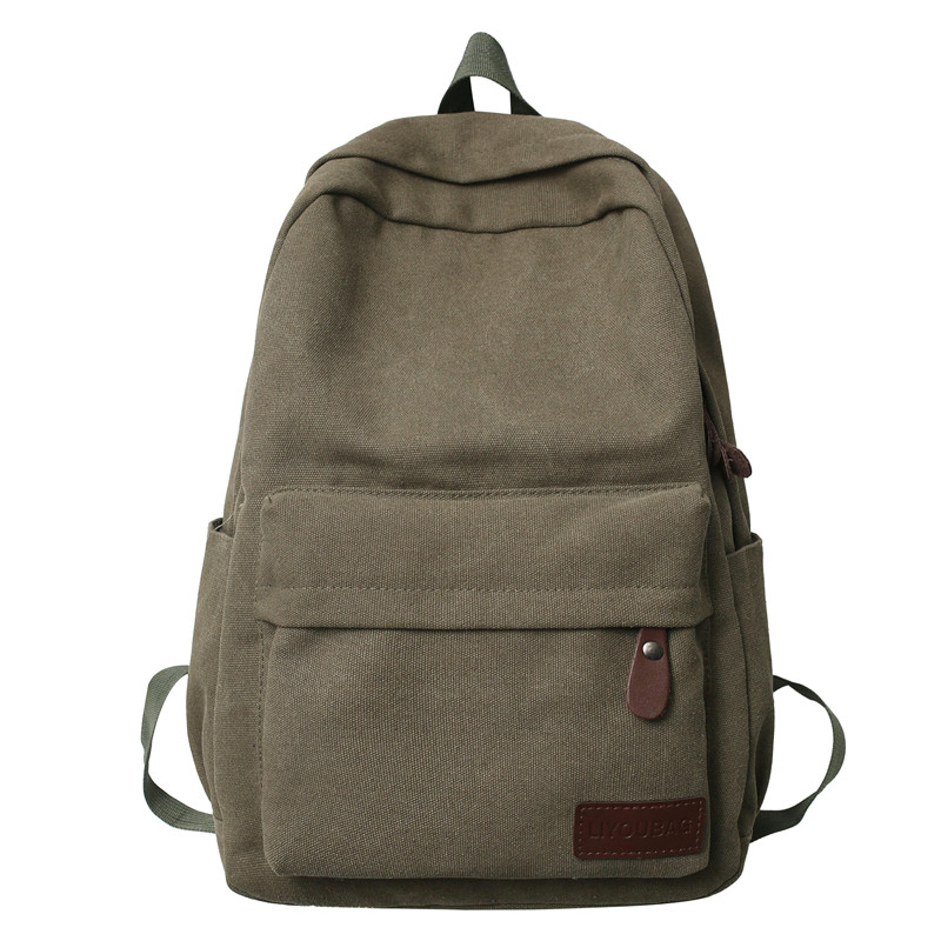 solid cotton canvas backpack large capacity travel school bag