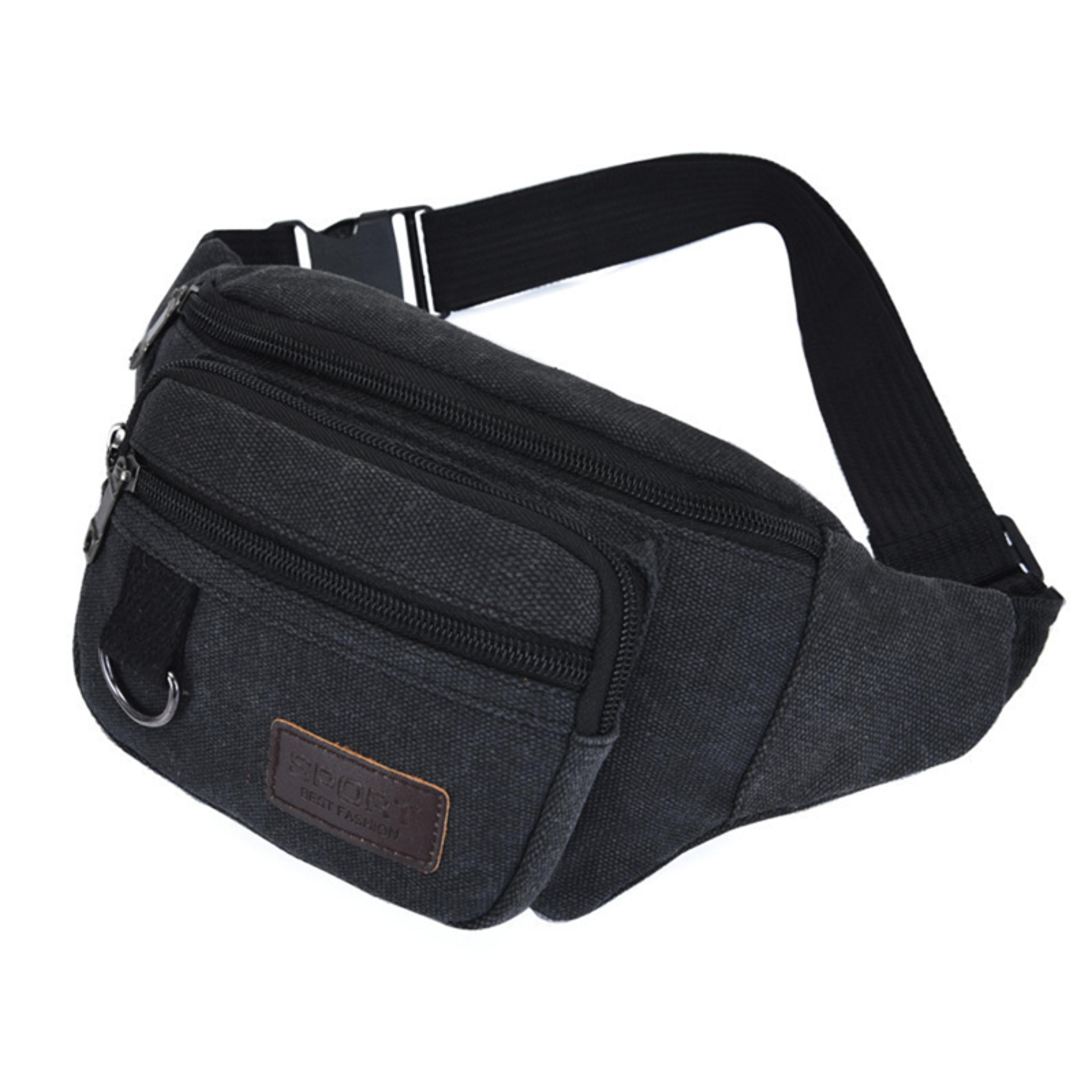 anti theft canvas waist bag for men women travel running crossbody chest pack