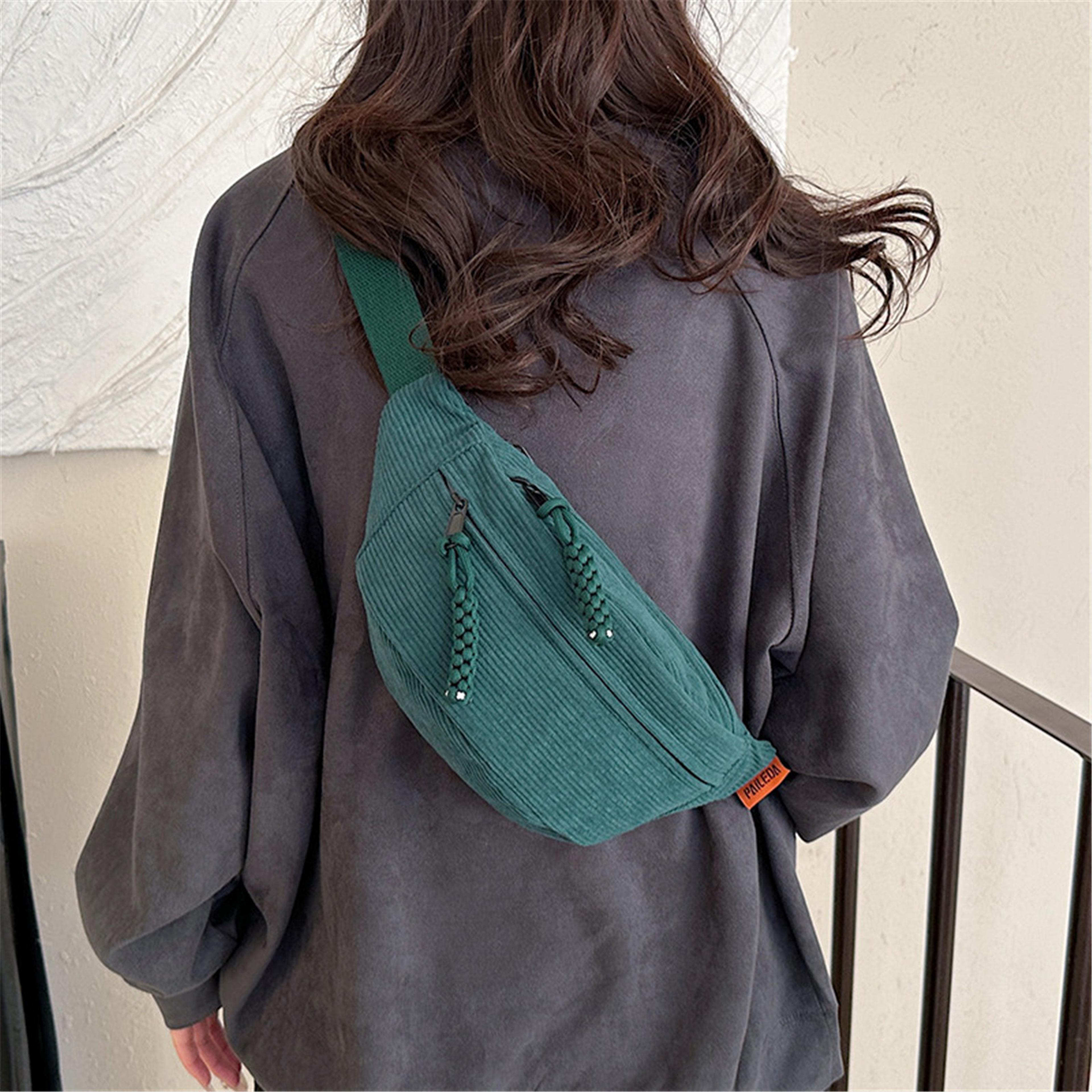 women corduroy fanny pack stylish crossbody waist bag for travel and daily use