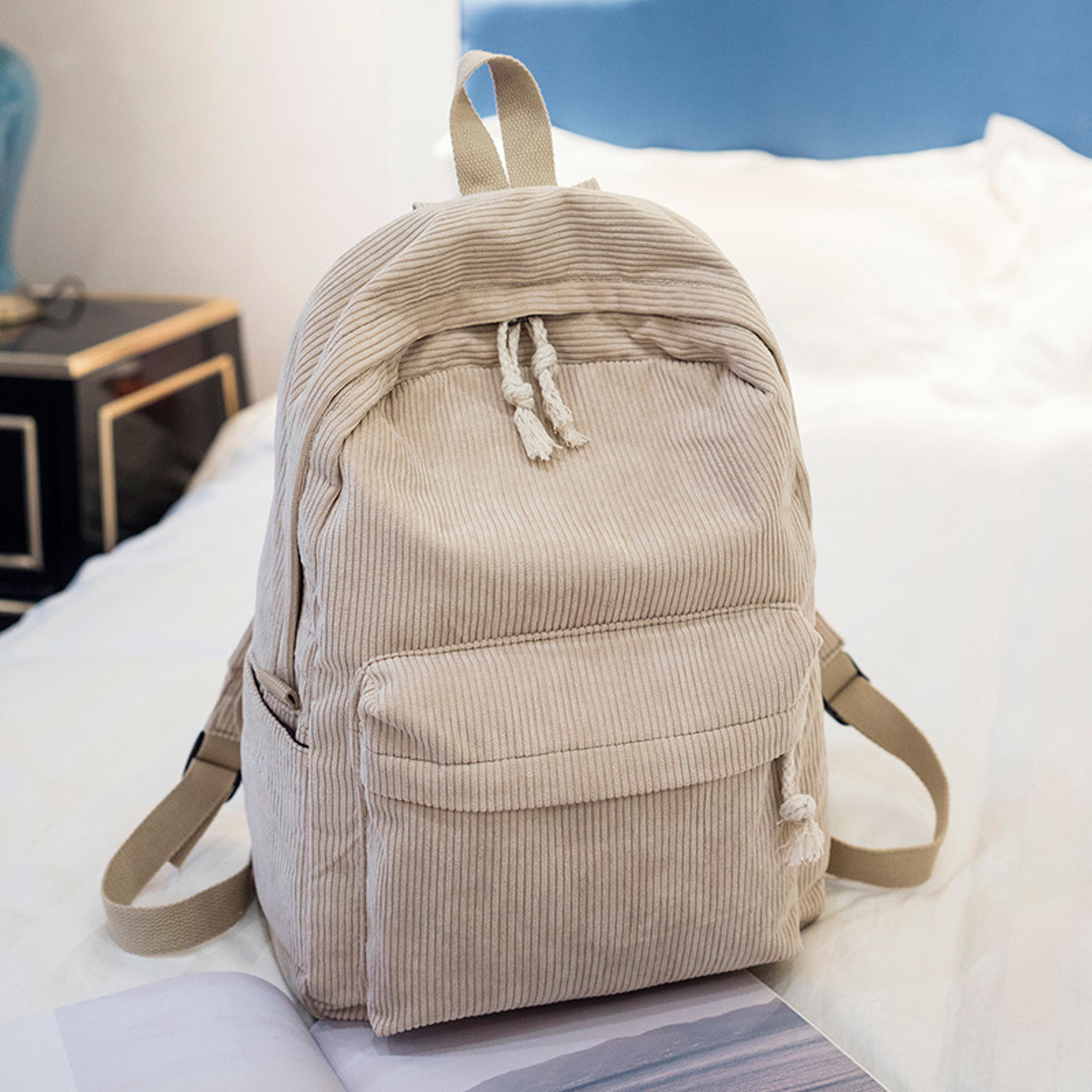corduroy backpack women large capacity casual travel daypack korean style