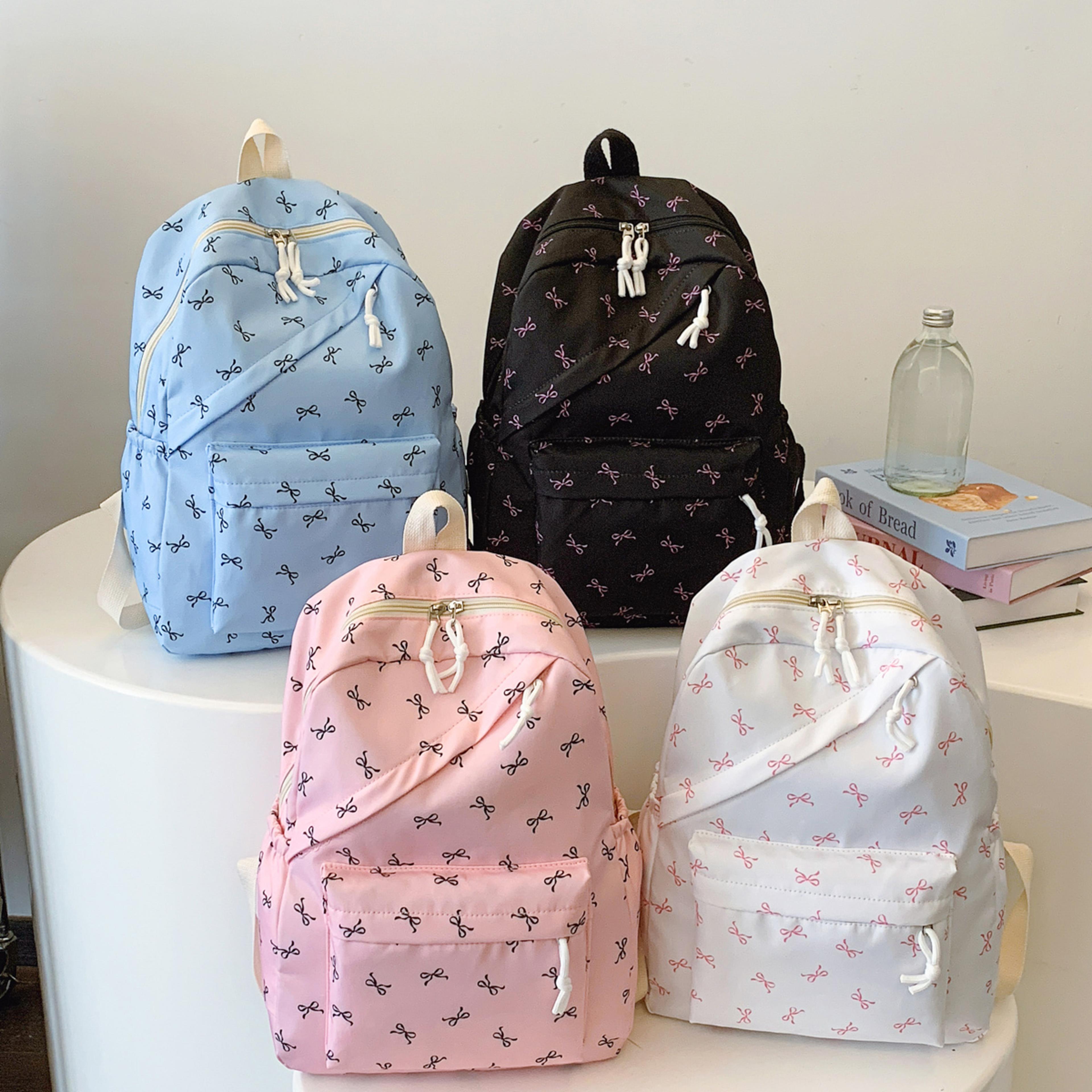 cute bow print laptop backpack for girls stylish school bookbag