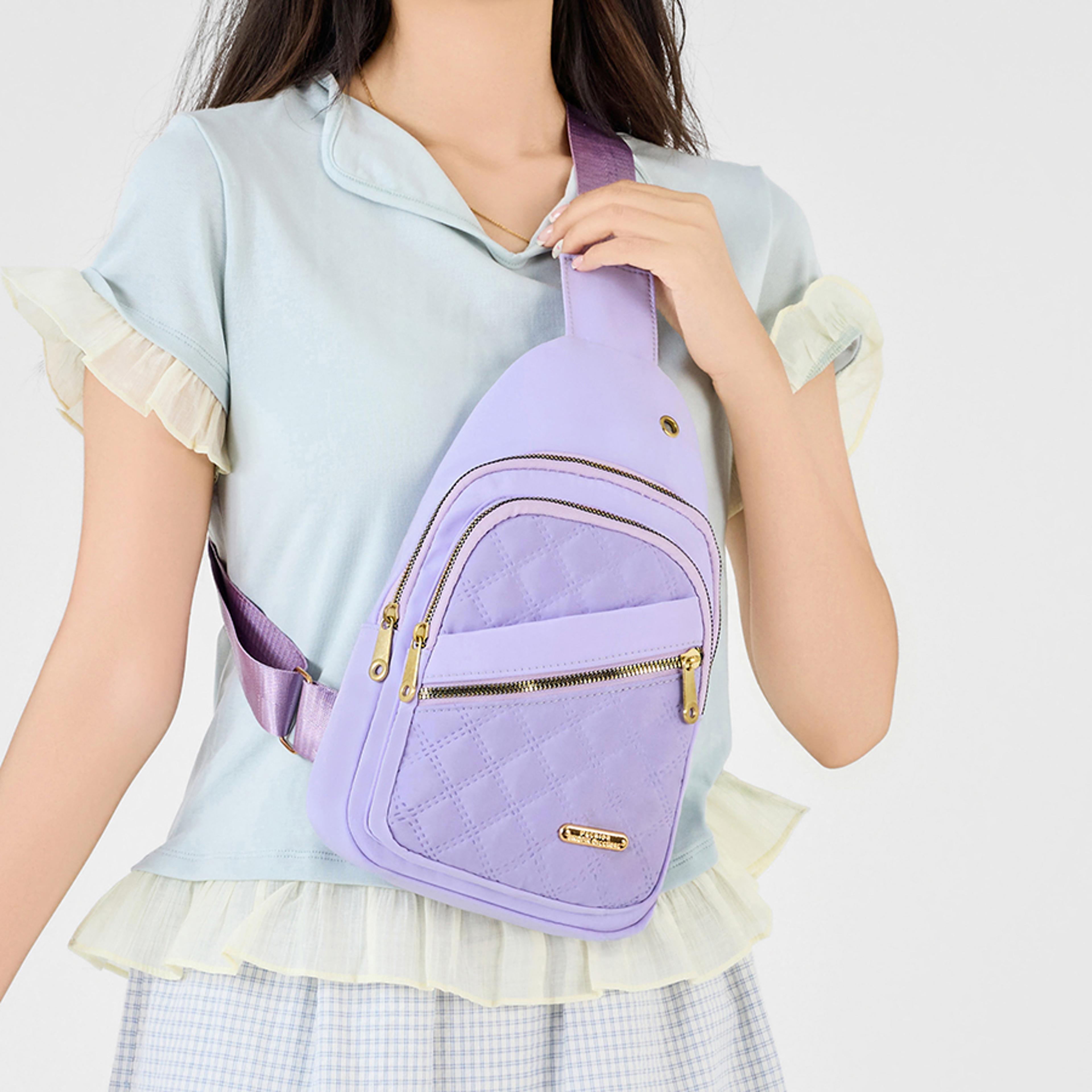 quilted crossbody bag for women lightweight travel sling chest bag with earphone hole