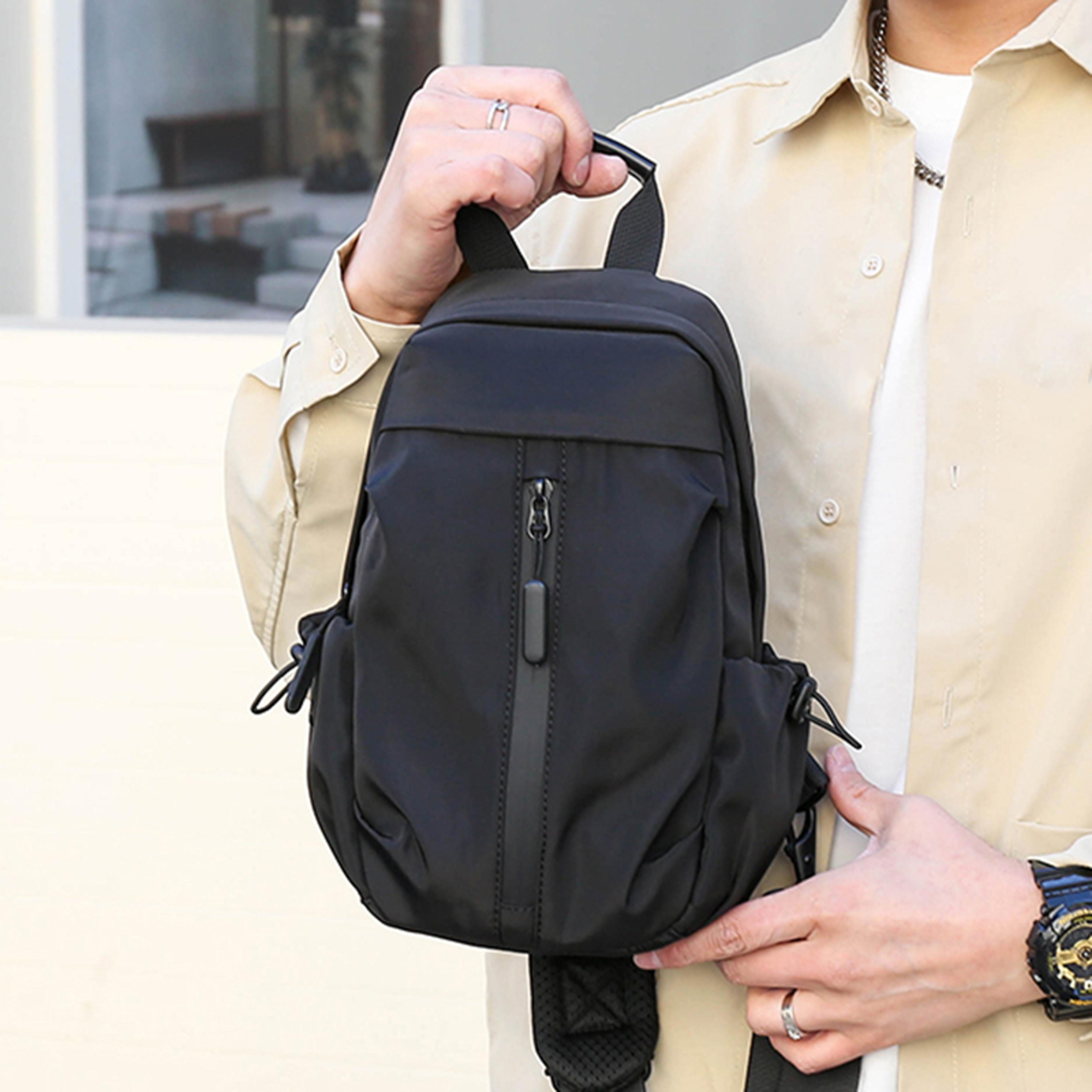 multi functional men's chest bag with usb port travel sling backpack for work and outdoor use