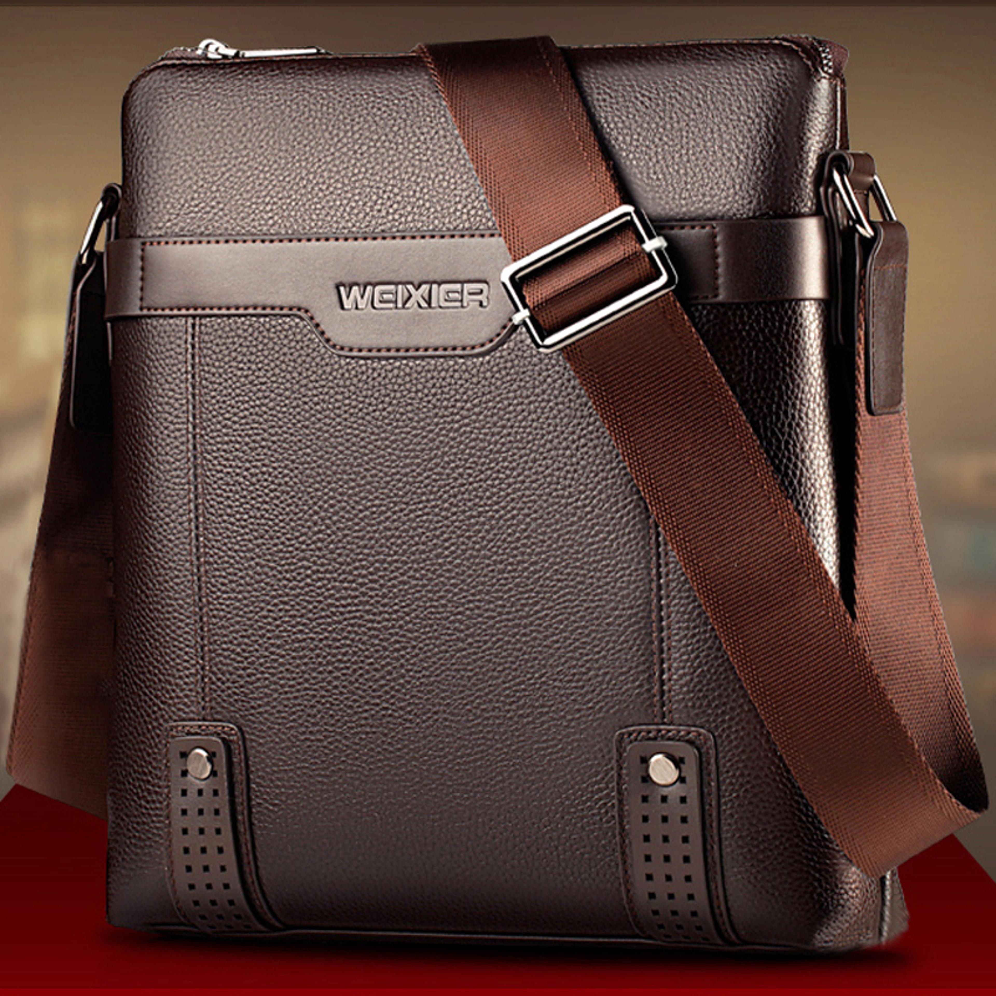 vintage mens shoulder bag large capacity leather crossbody messenger bag for business travel