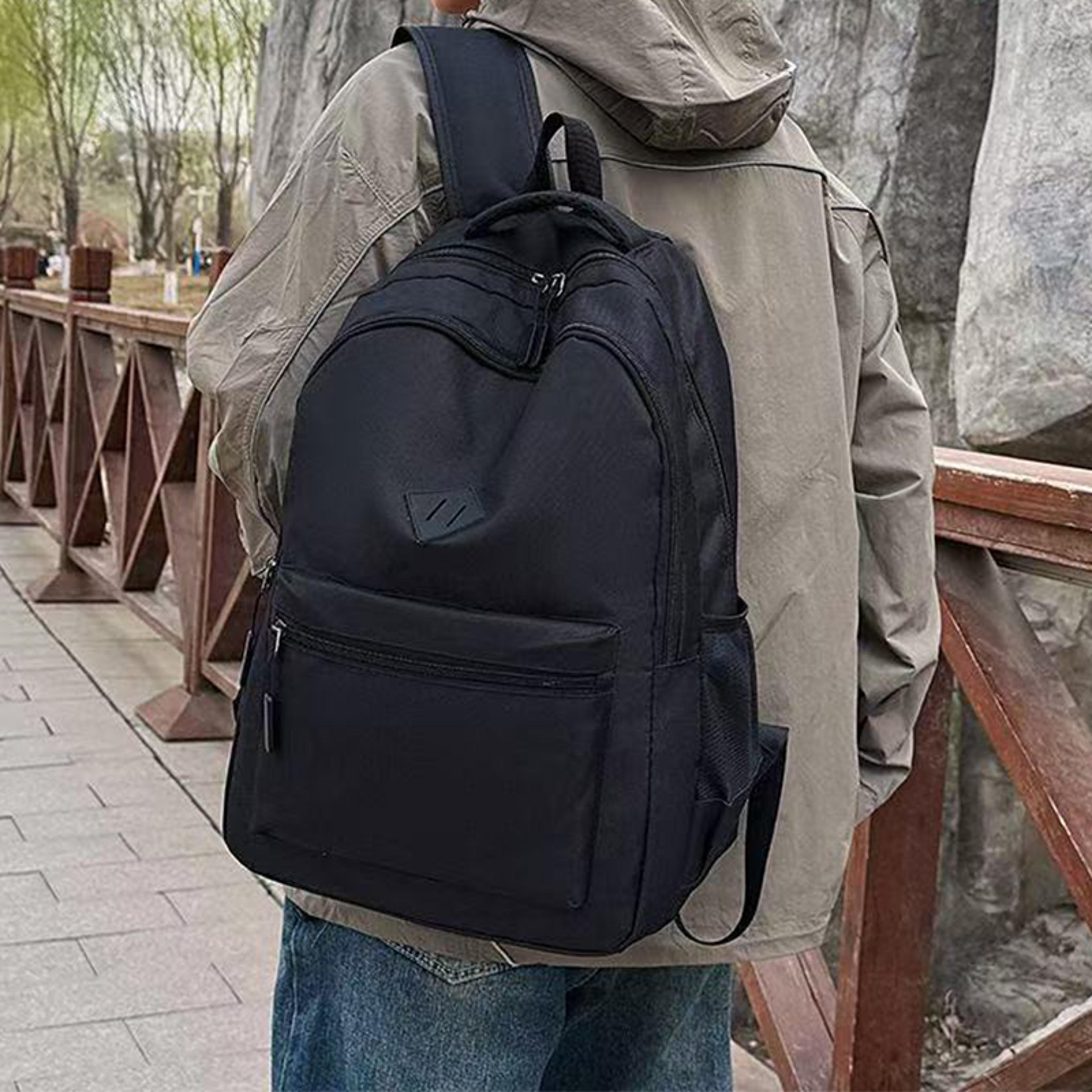 black casual backpack lightweight school bag for travel commuting outdoor use