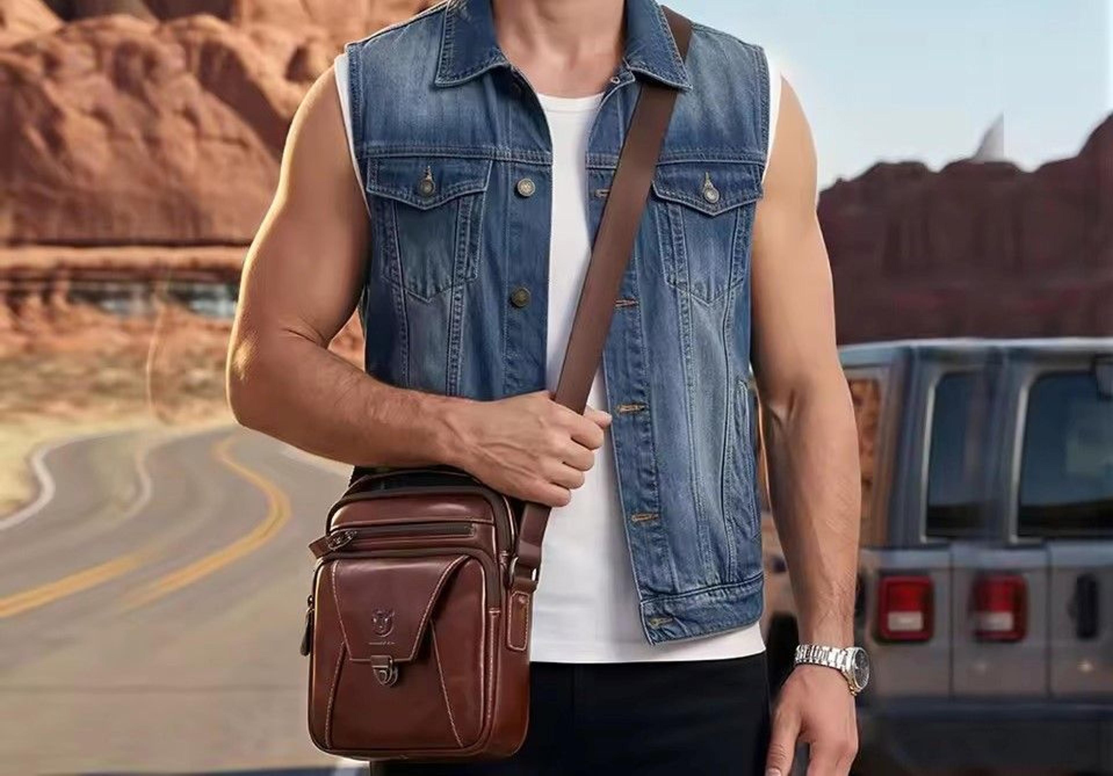 heritage genuine leather crossbody messenger bag for men