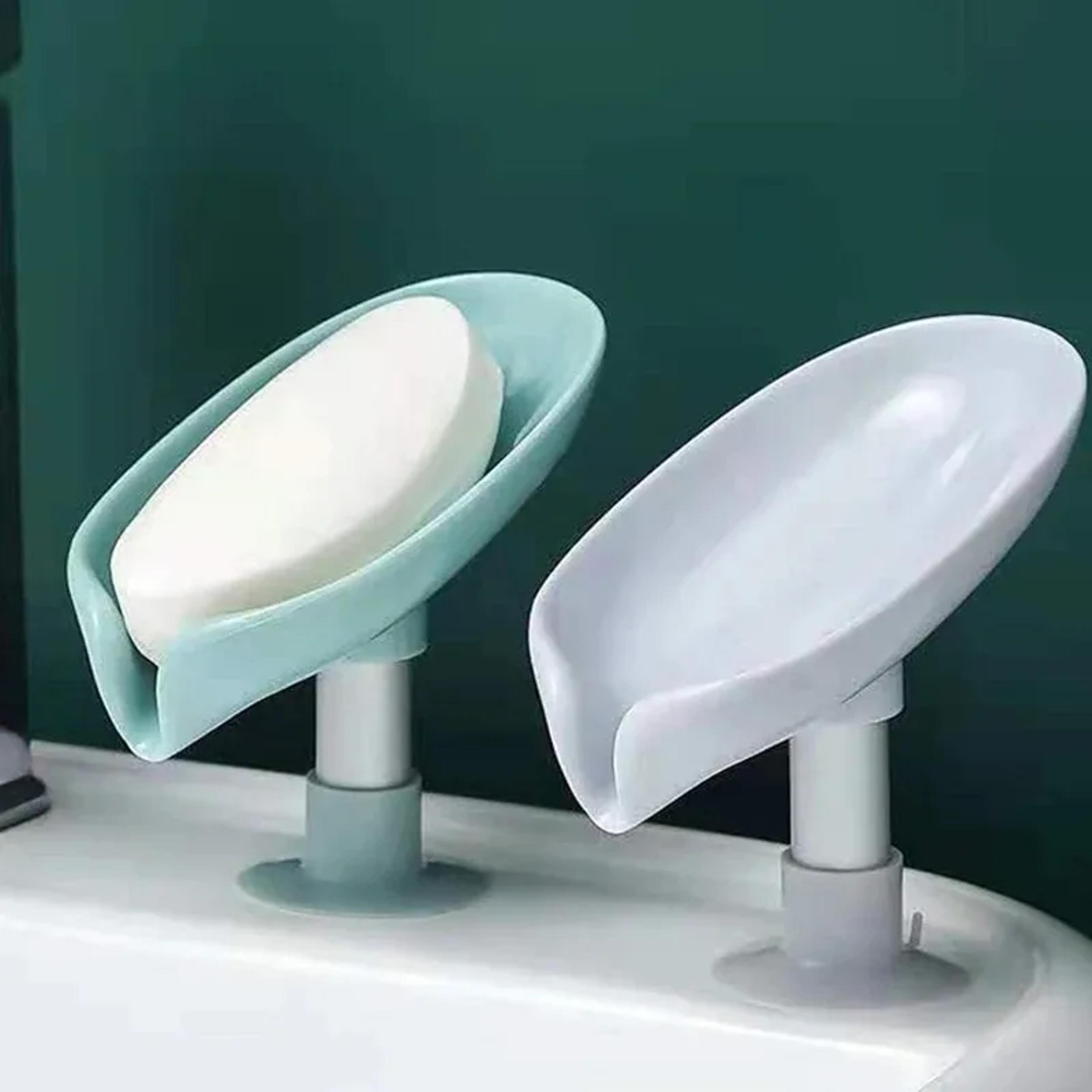 leaf flow self draining soap holder with suction cup