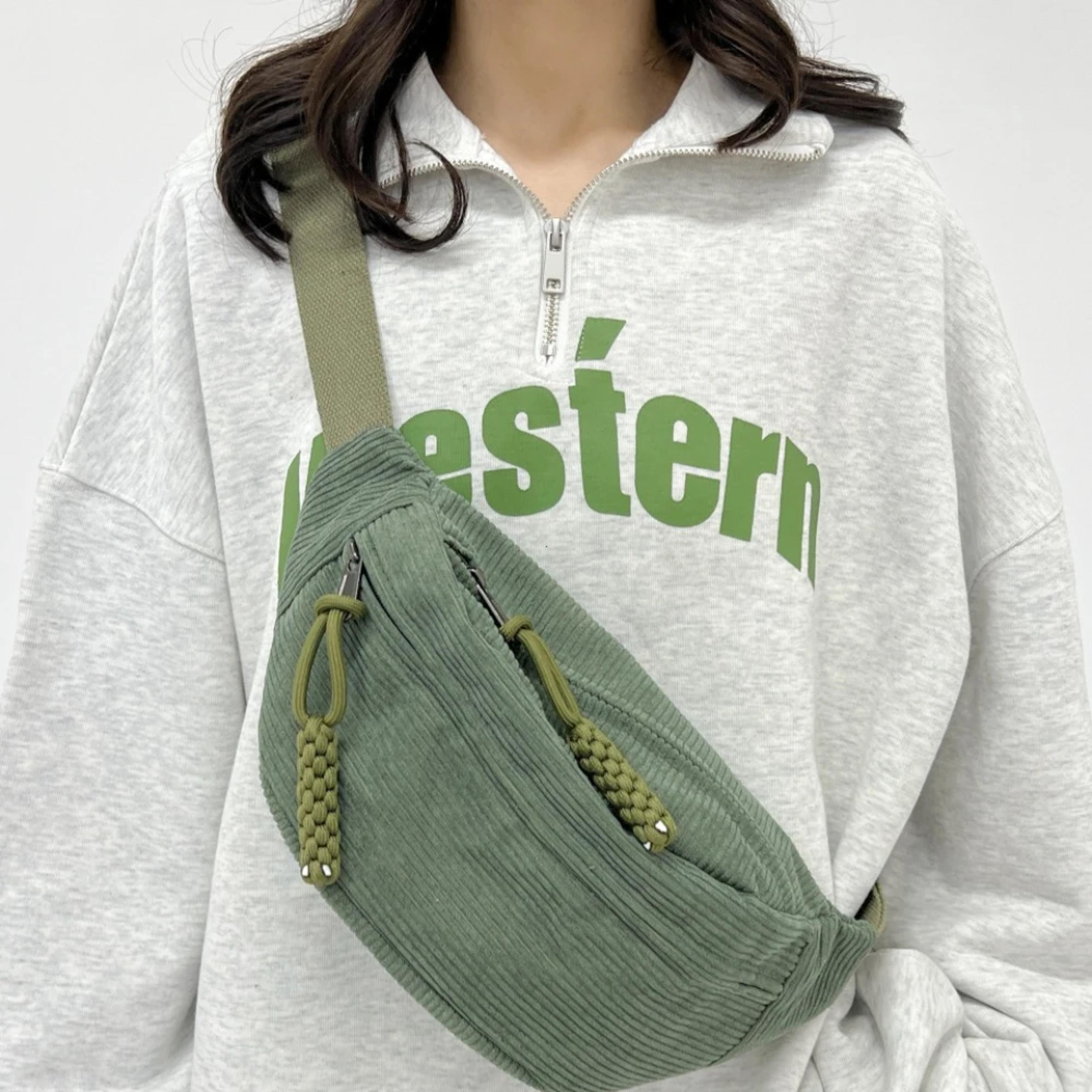 corduroy crossbody fanny pack for women with large capacity