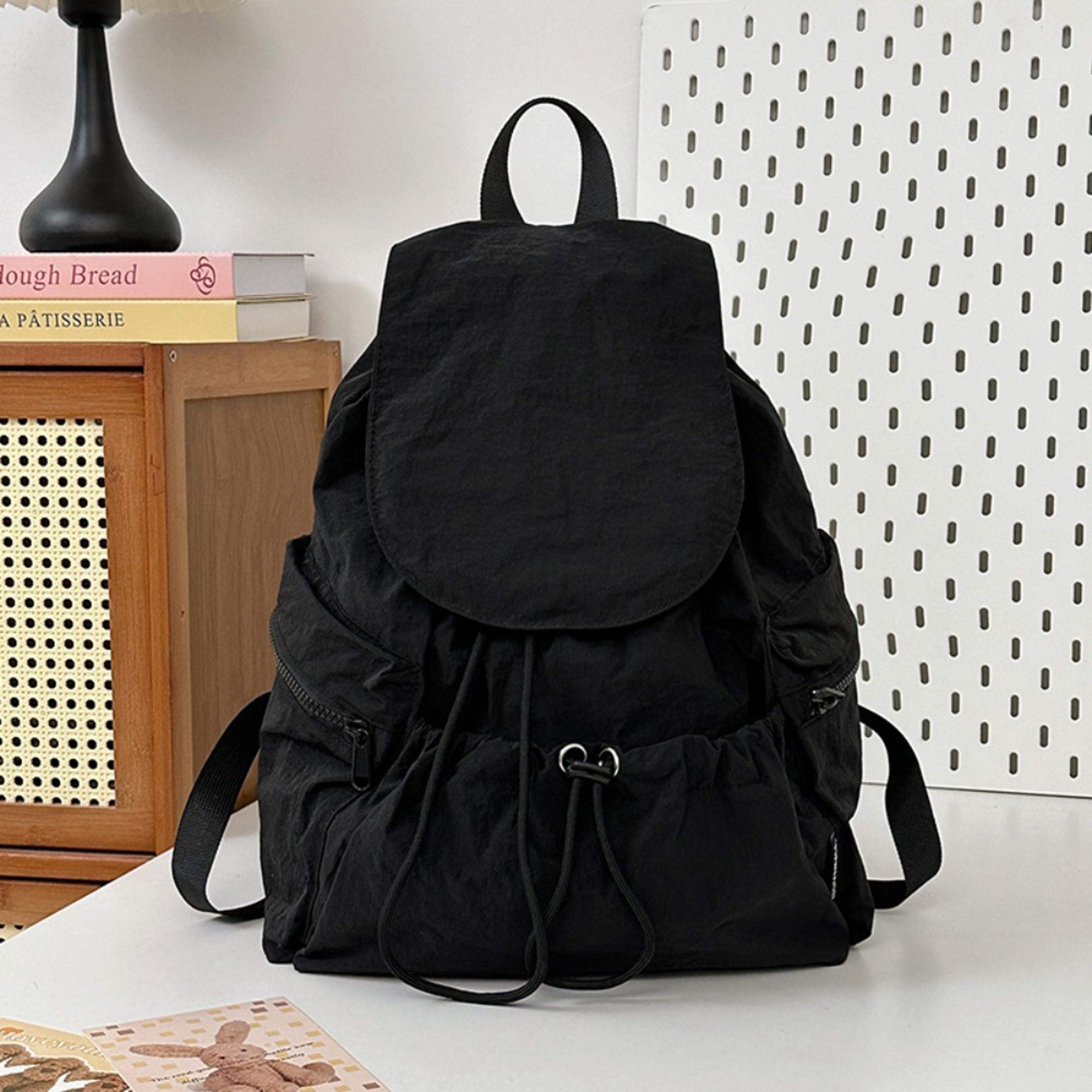 korean style lightweight nylon drawstring travel backpack