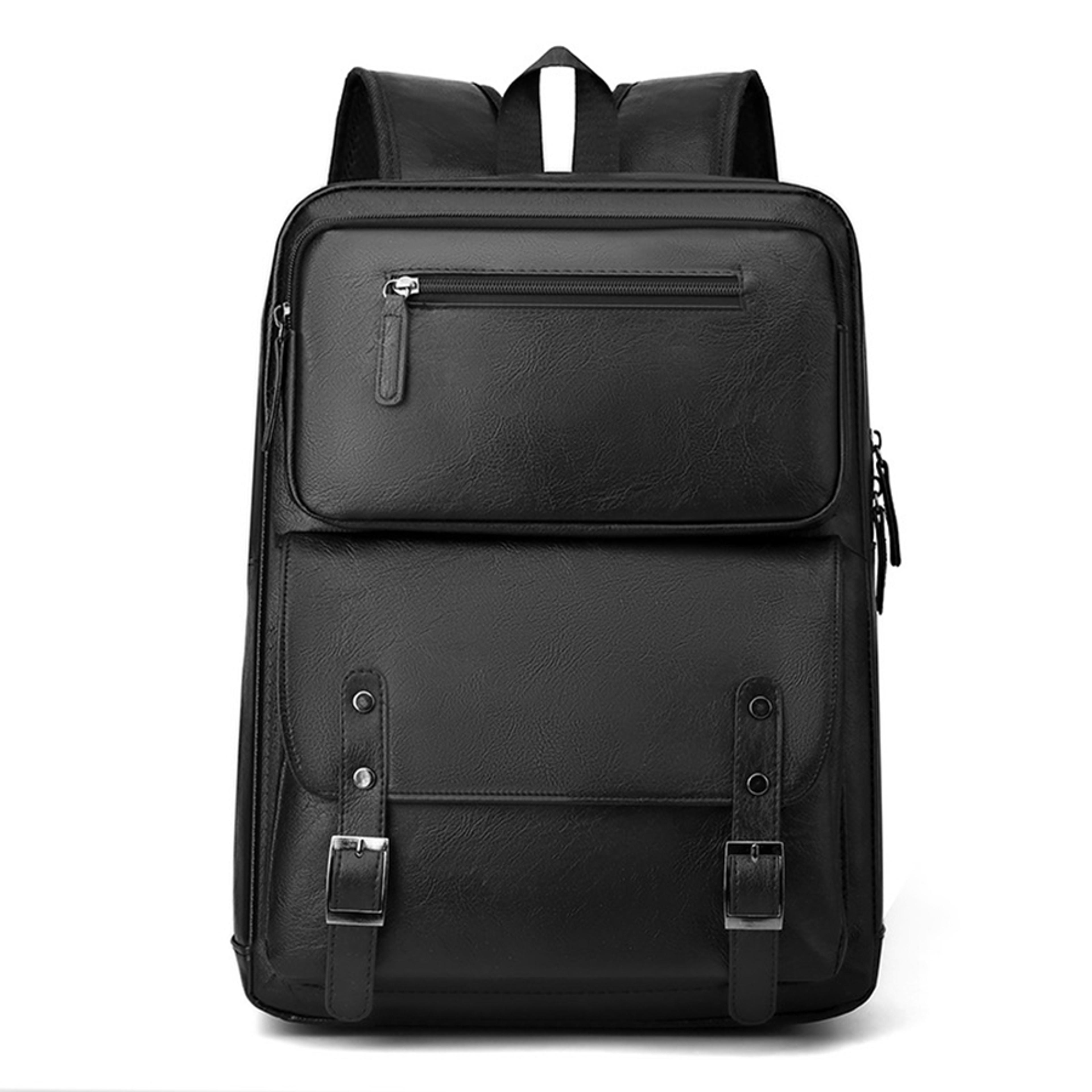 urban edge men's pu leather laptop backpack