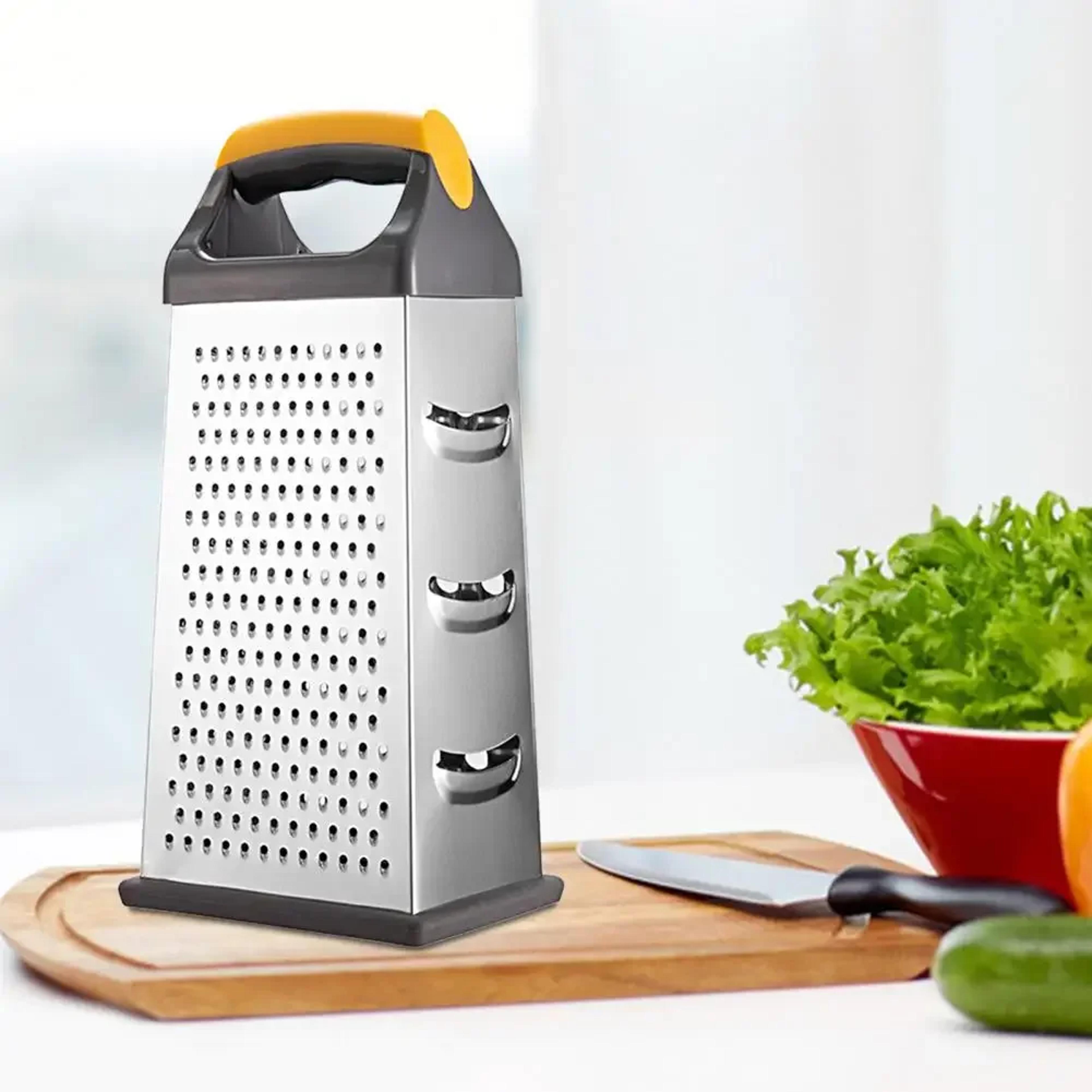 stainless steel box grater for cheese and vegetables