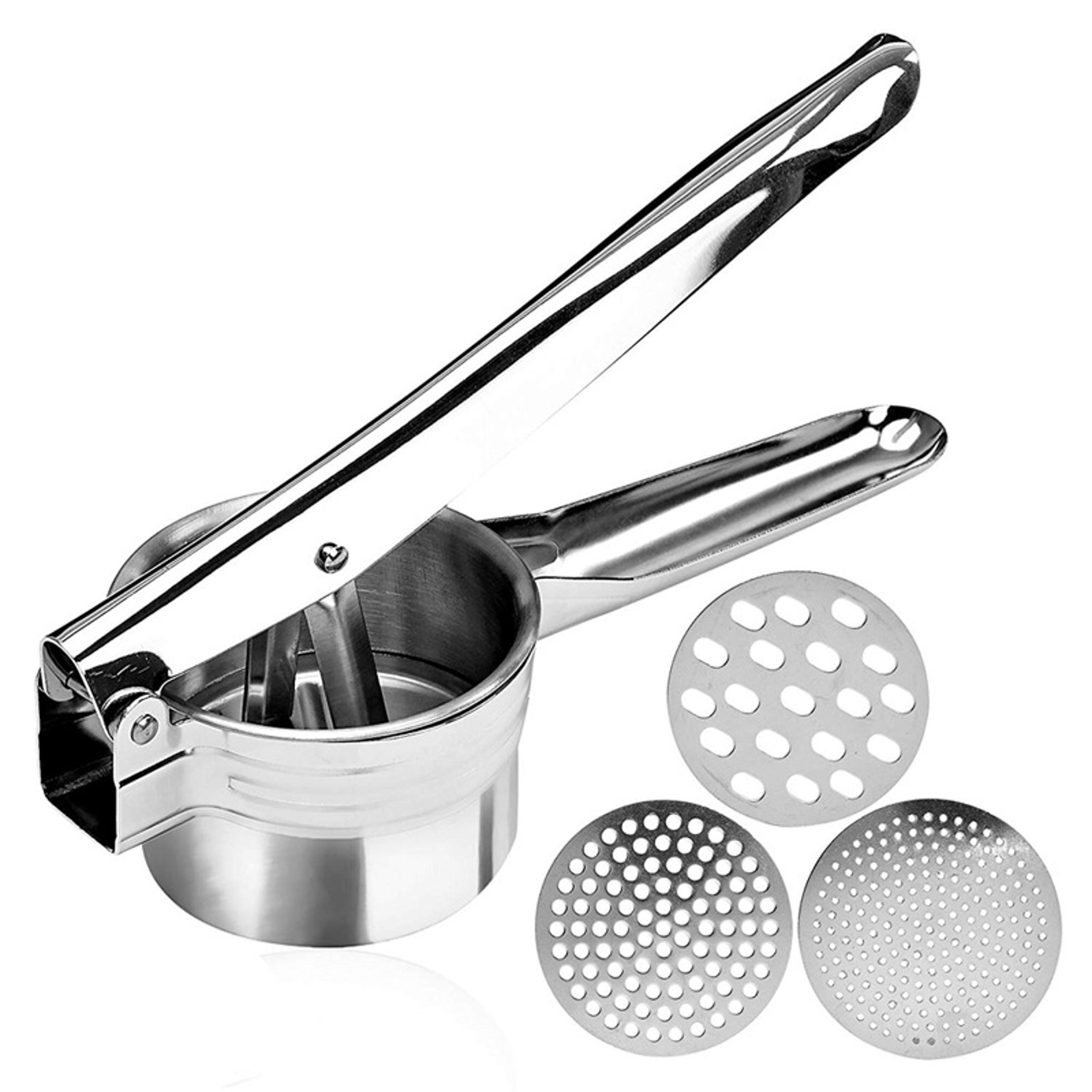 steel potato ricer and vegetable puree press for smooth fluffy results