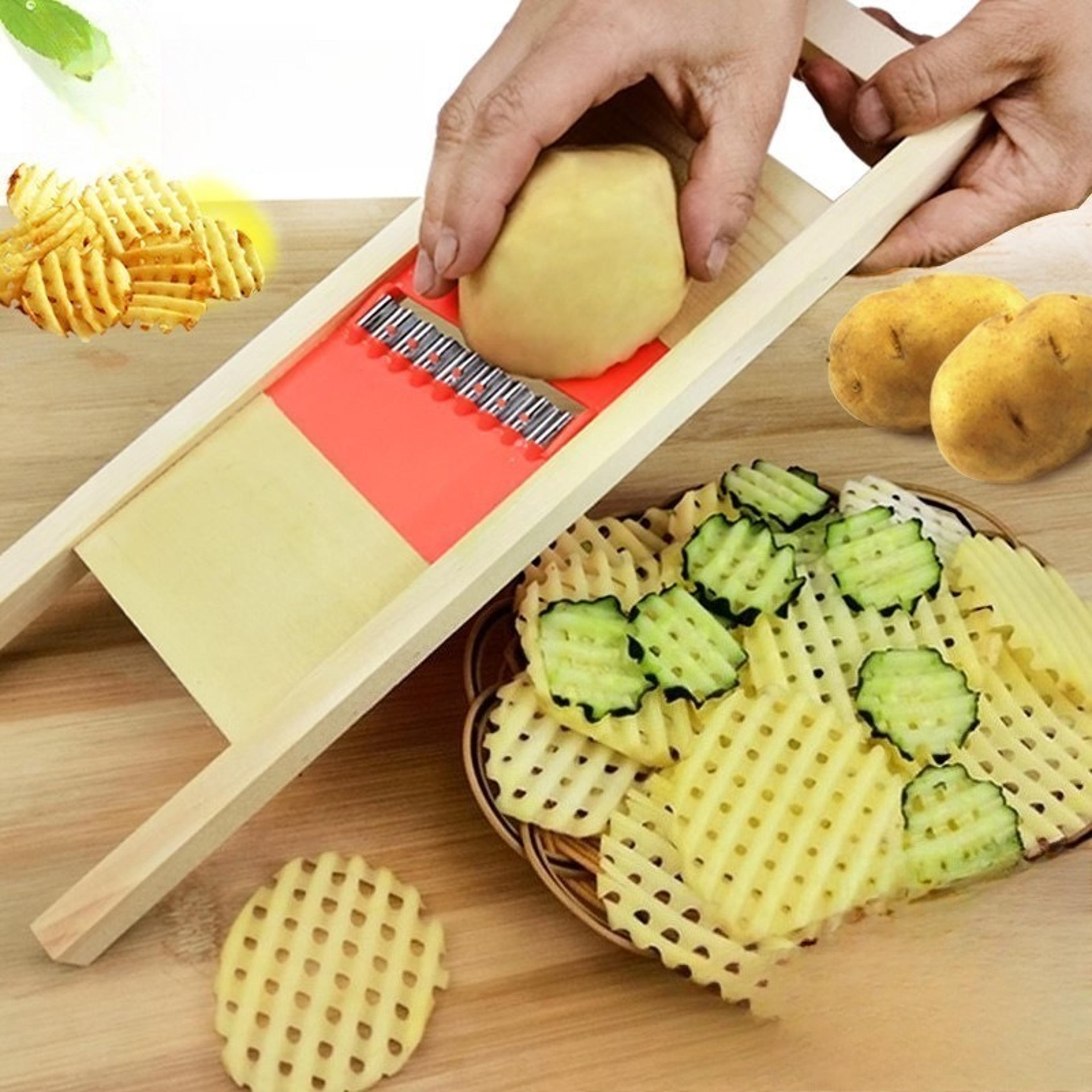 stainless steel waffle fry cutter and crinkle vegetable slicer