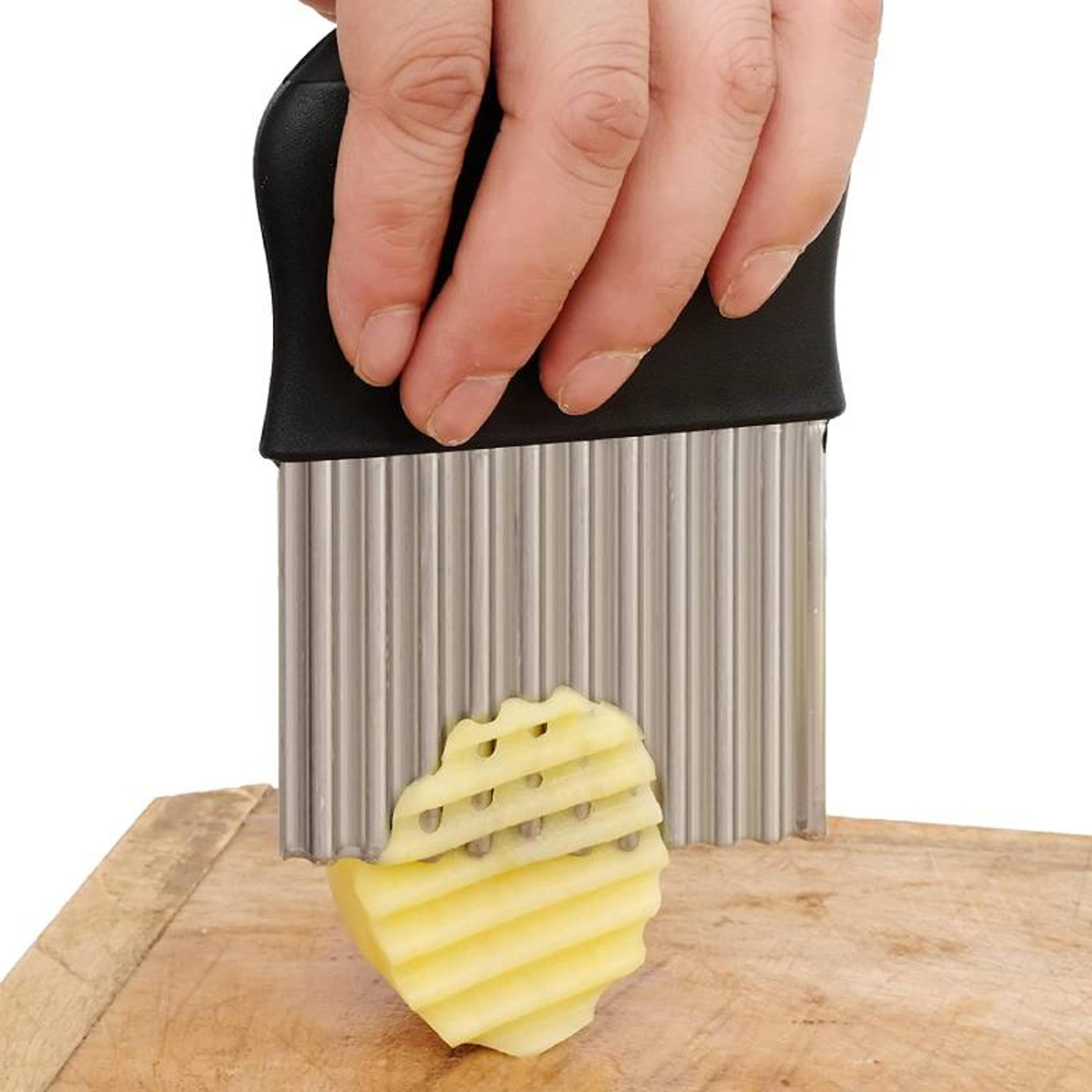 easy grip stainless steel crinkle cutter and wavy vegetable slicer