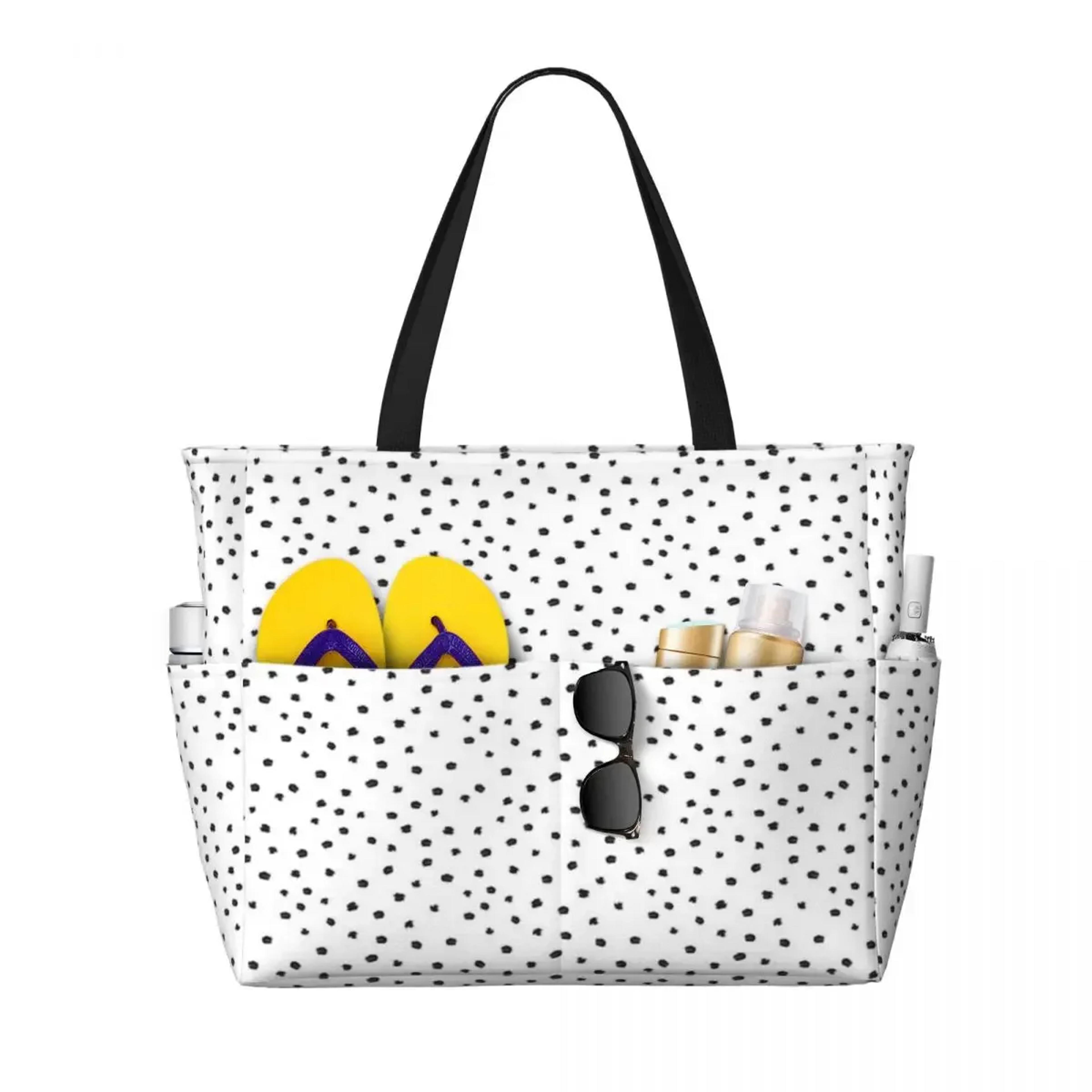spotty dot polka dot beach tote bag for travel and shopping