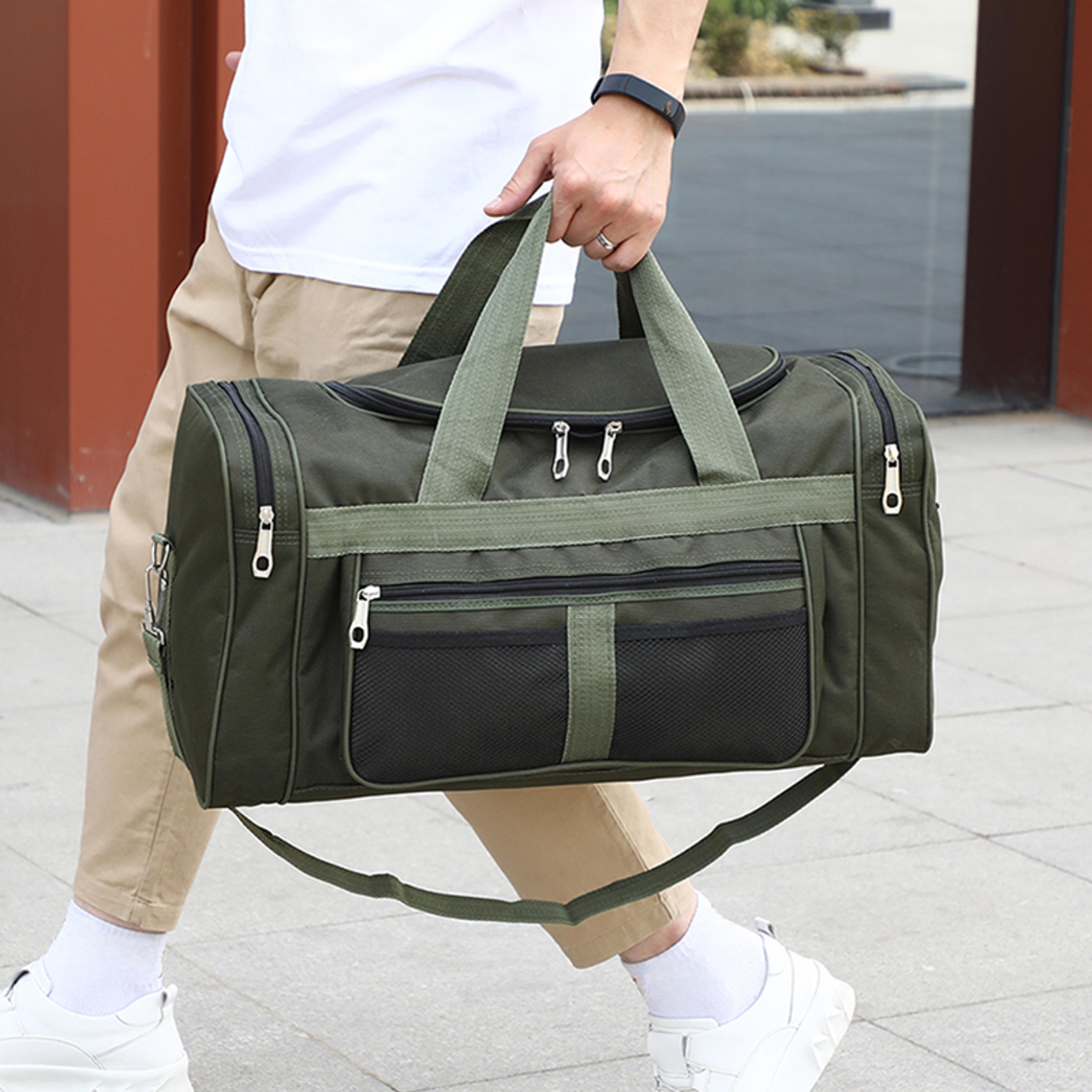 large capacity weekender travel bag with shoulder strap