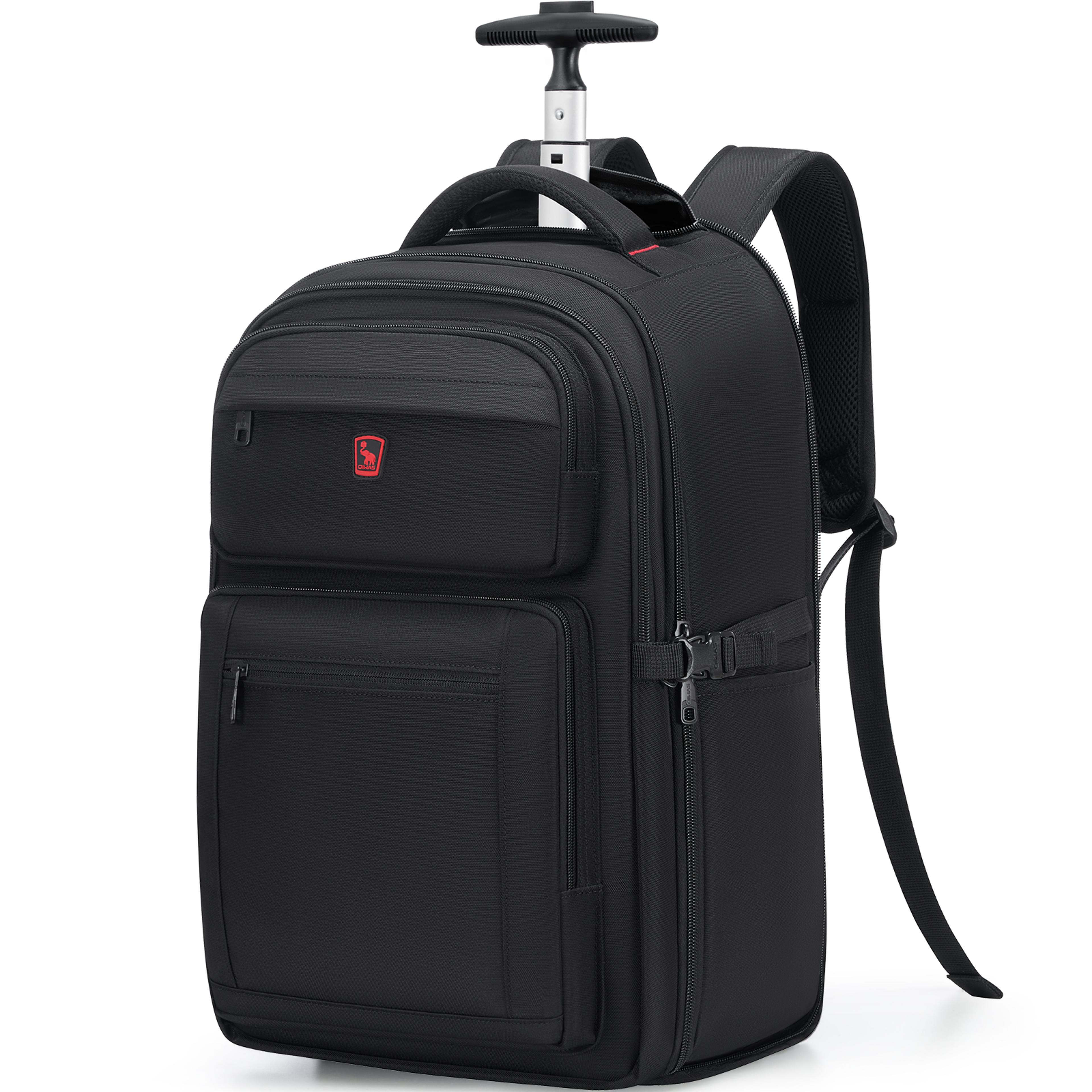 large capacity rolling travel backpack with trolley handle for business trips