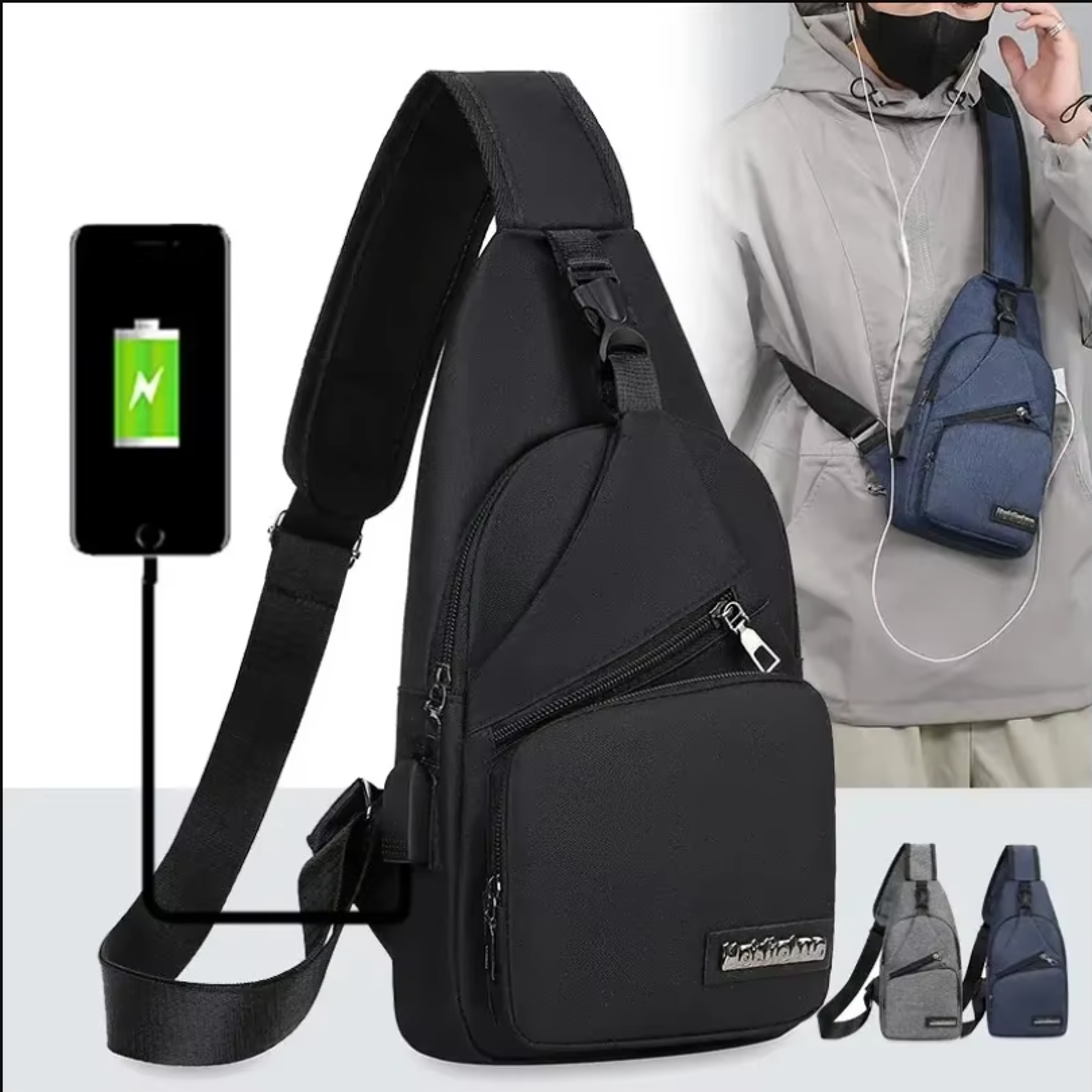 large capacity chest bag one shoulder crossbody sling bag
