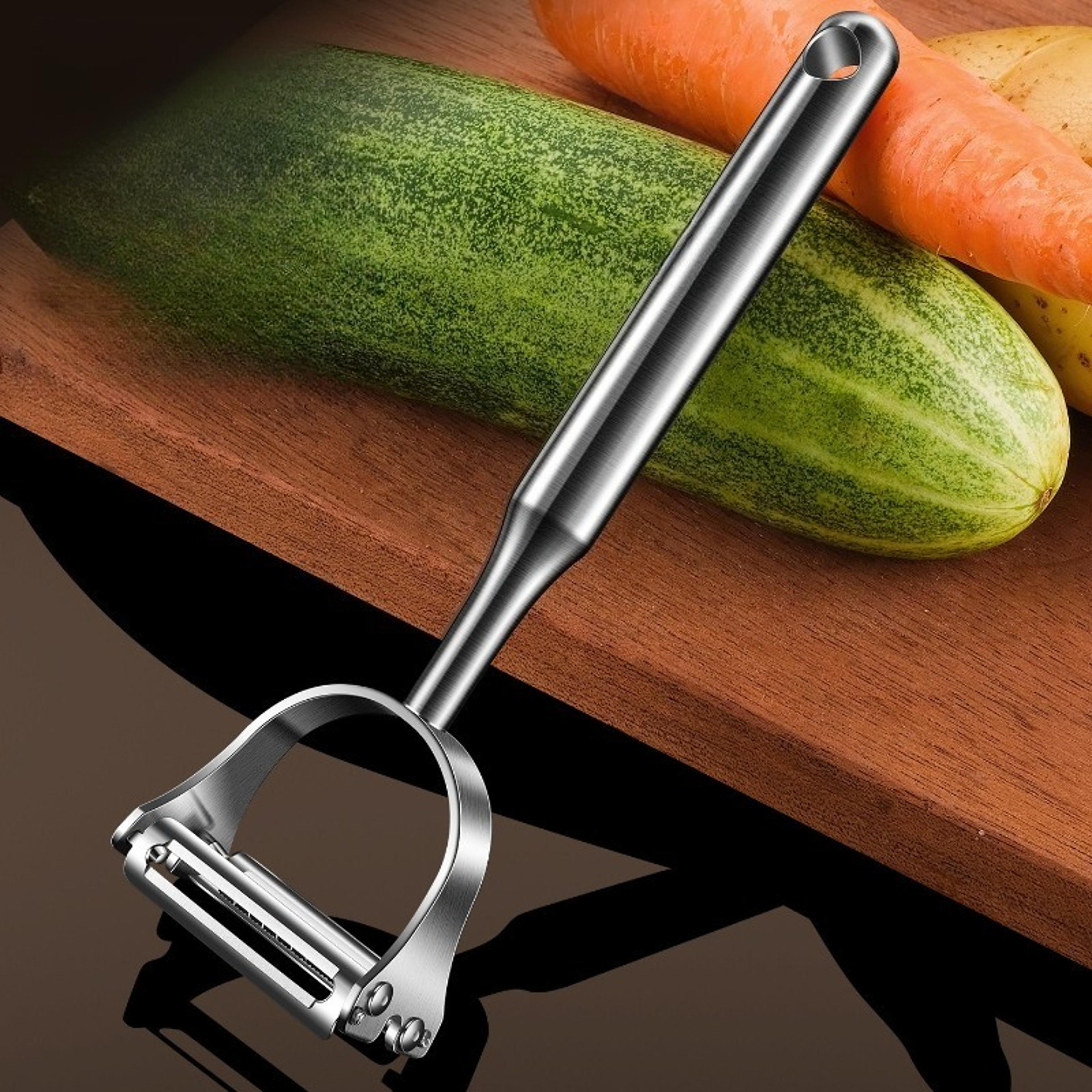 stainless steel vegetable peeler with julienne shredder