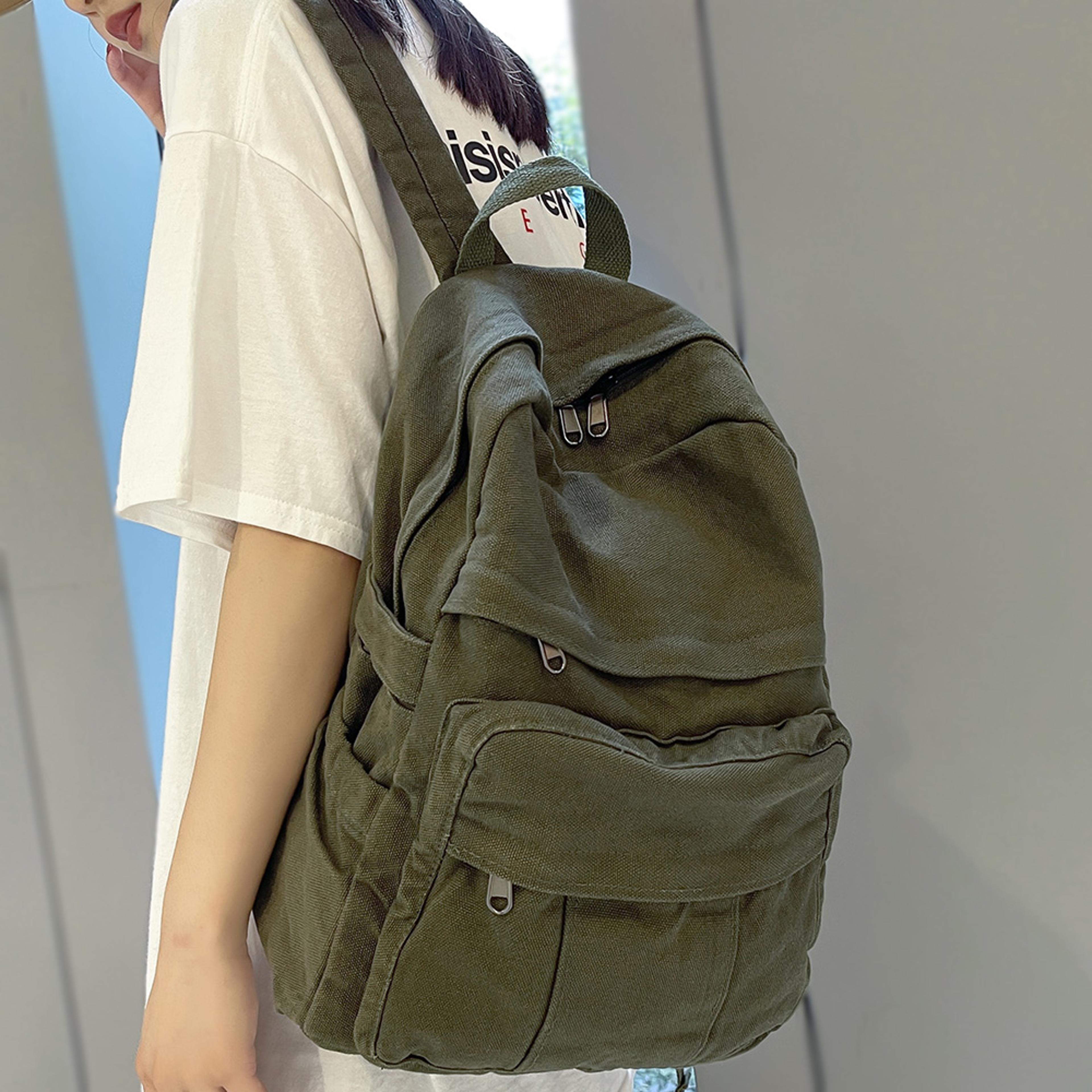 vintage canvas laptop backpack for women and college students