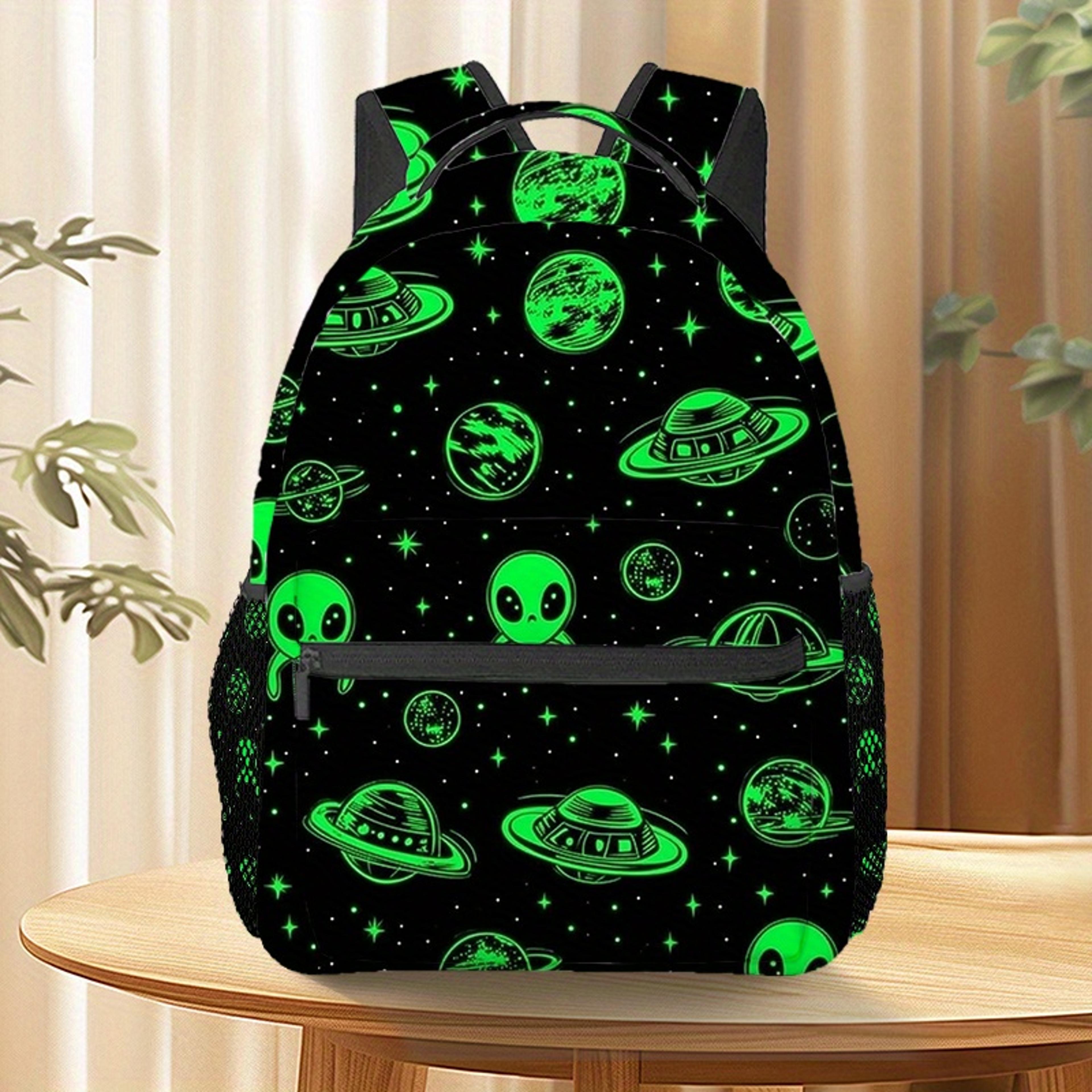 product name green alien ufo backpack lightweight space laptop bookbag