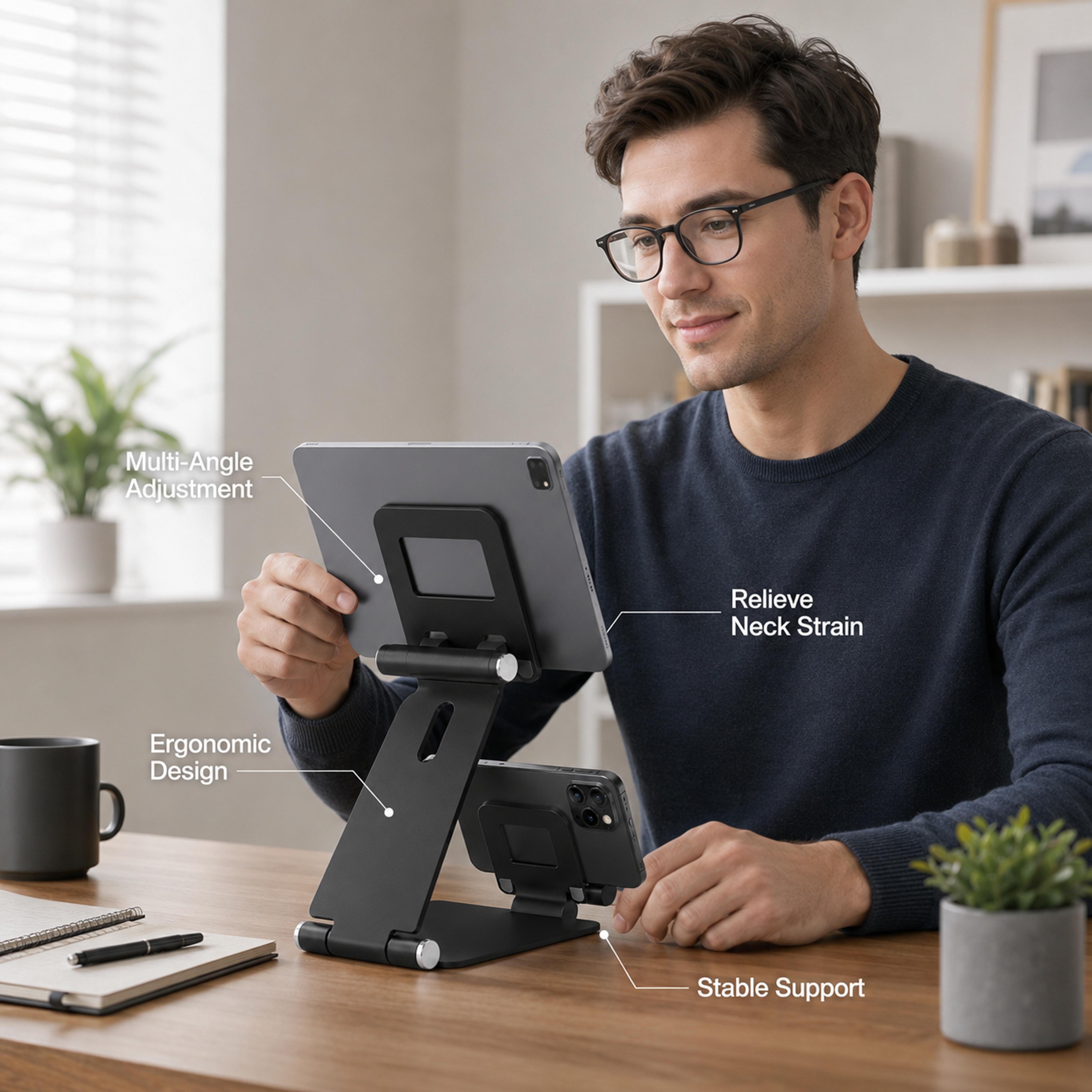 multi-angle aluminum phone and tablet stand