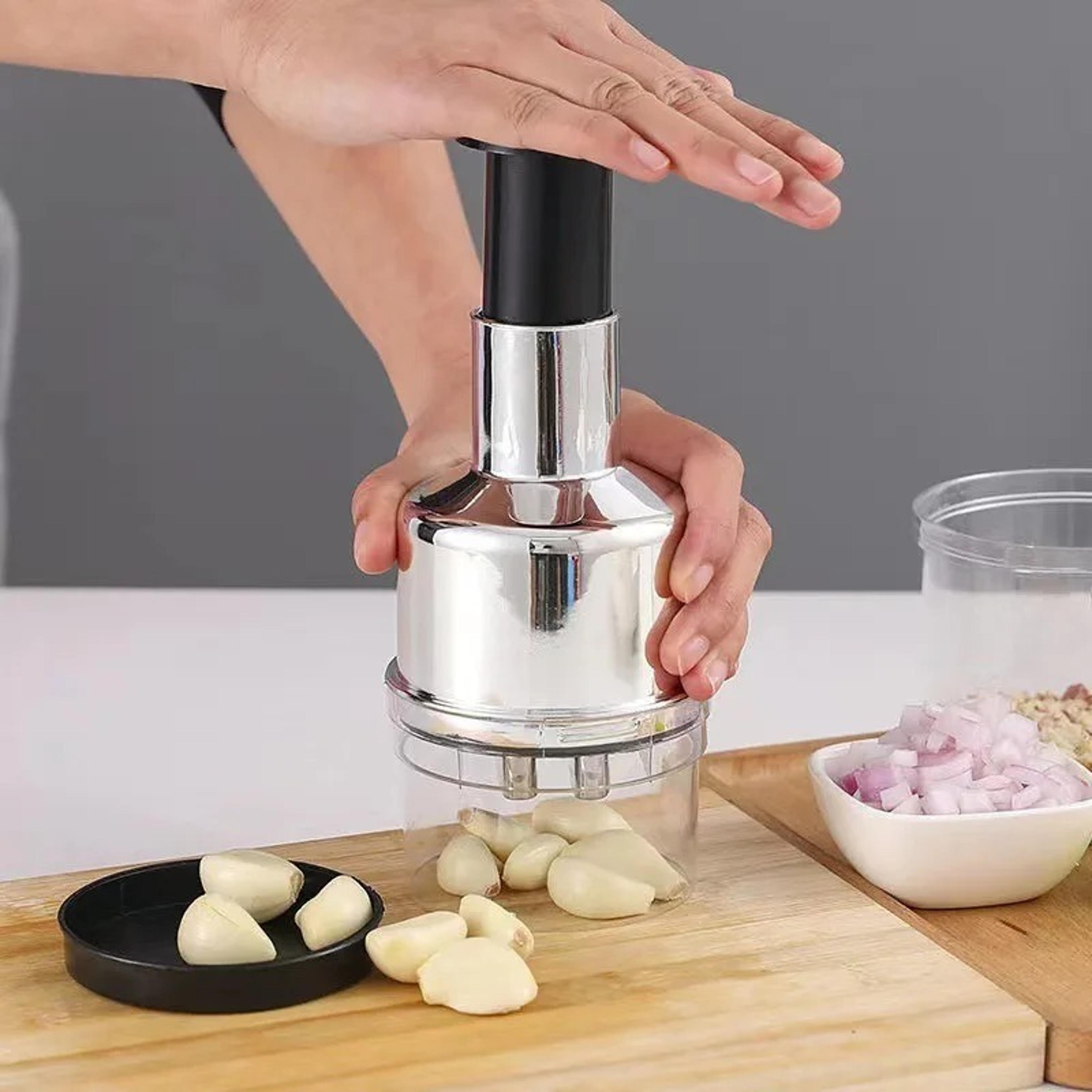 stainless steel manual garlic chopper and onion vegetable crusher