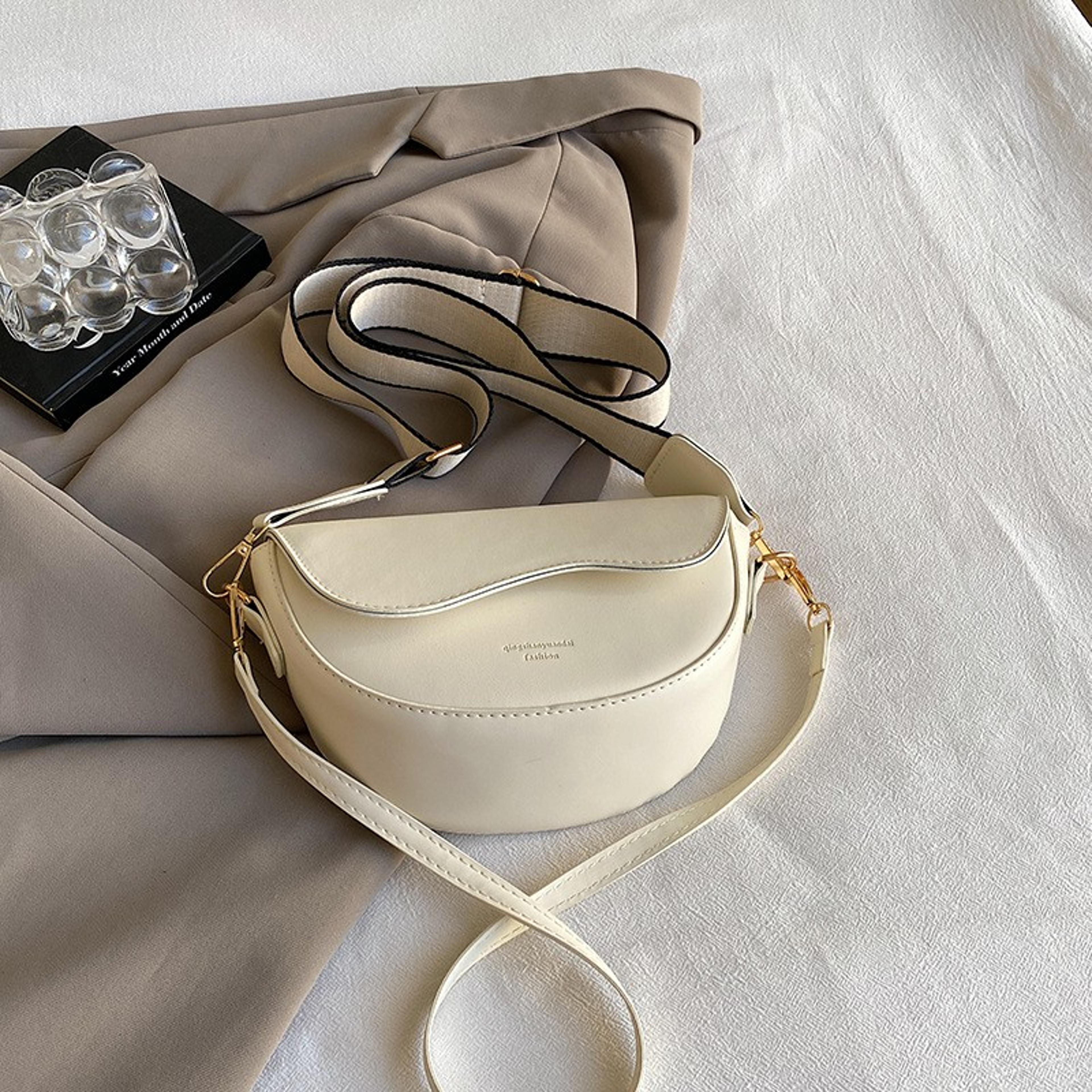vintage pu leather saddle crossbody bag with wide strap