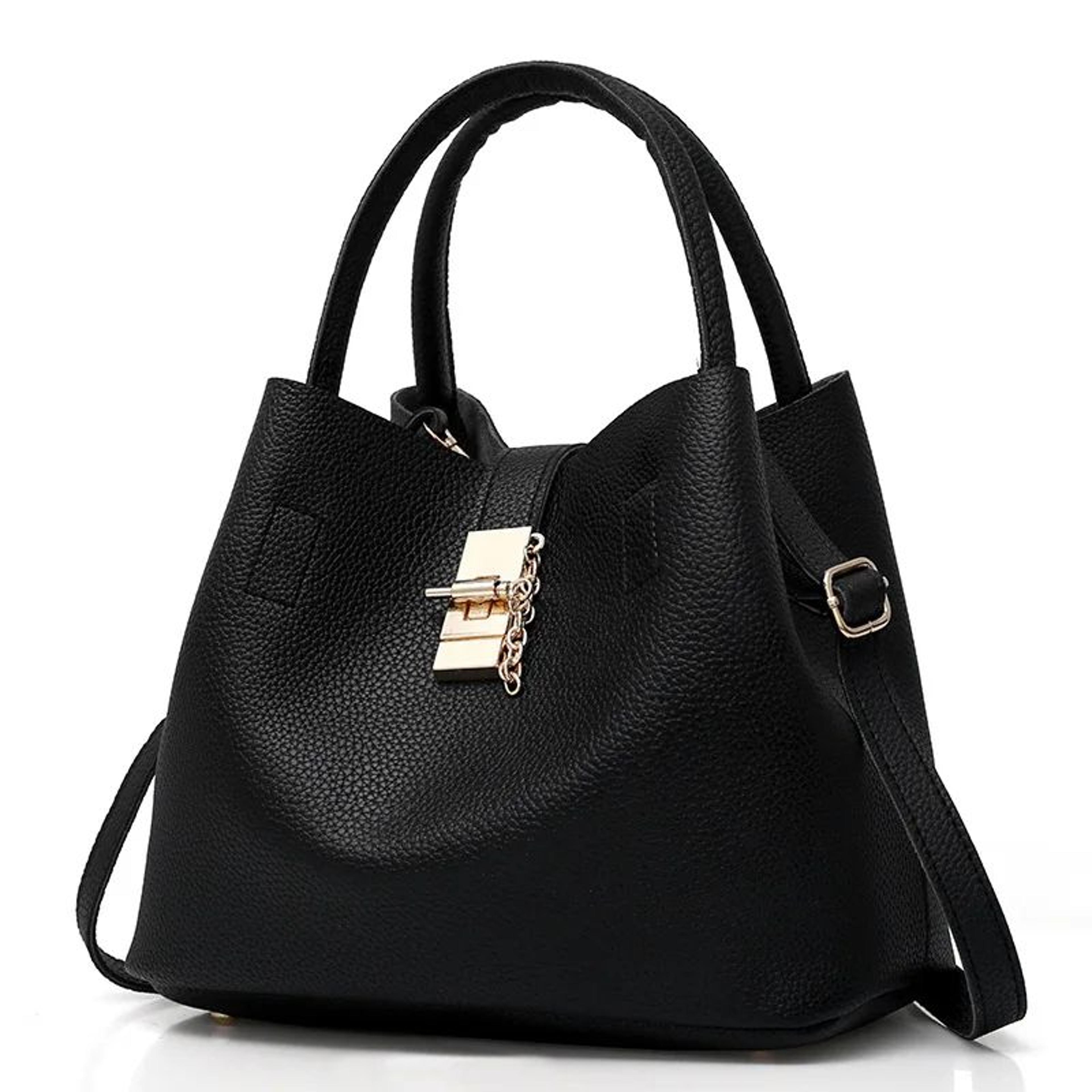 women bucket crossbody bag black and red shoulder handbag
