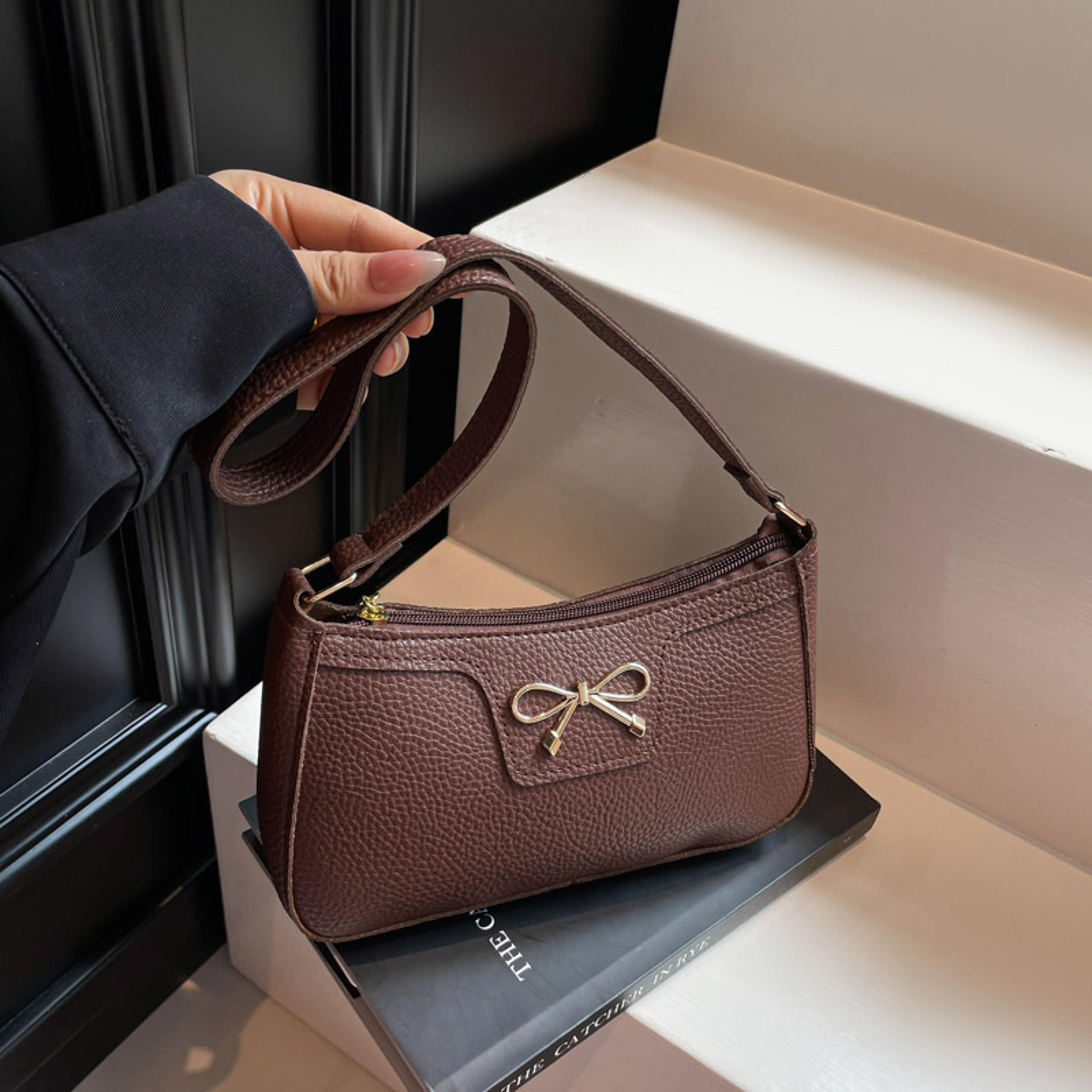 chic bow underarm bag for women compact shoulder purse