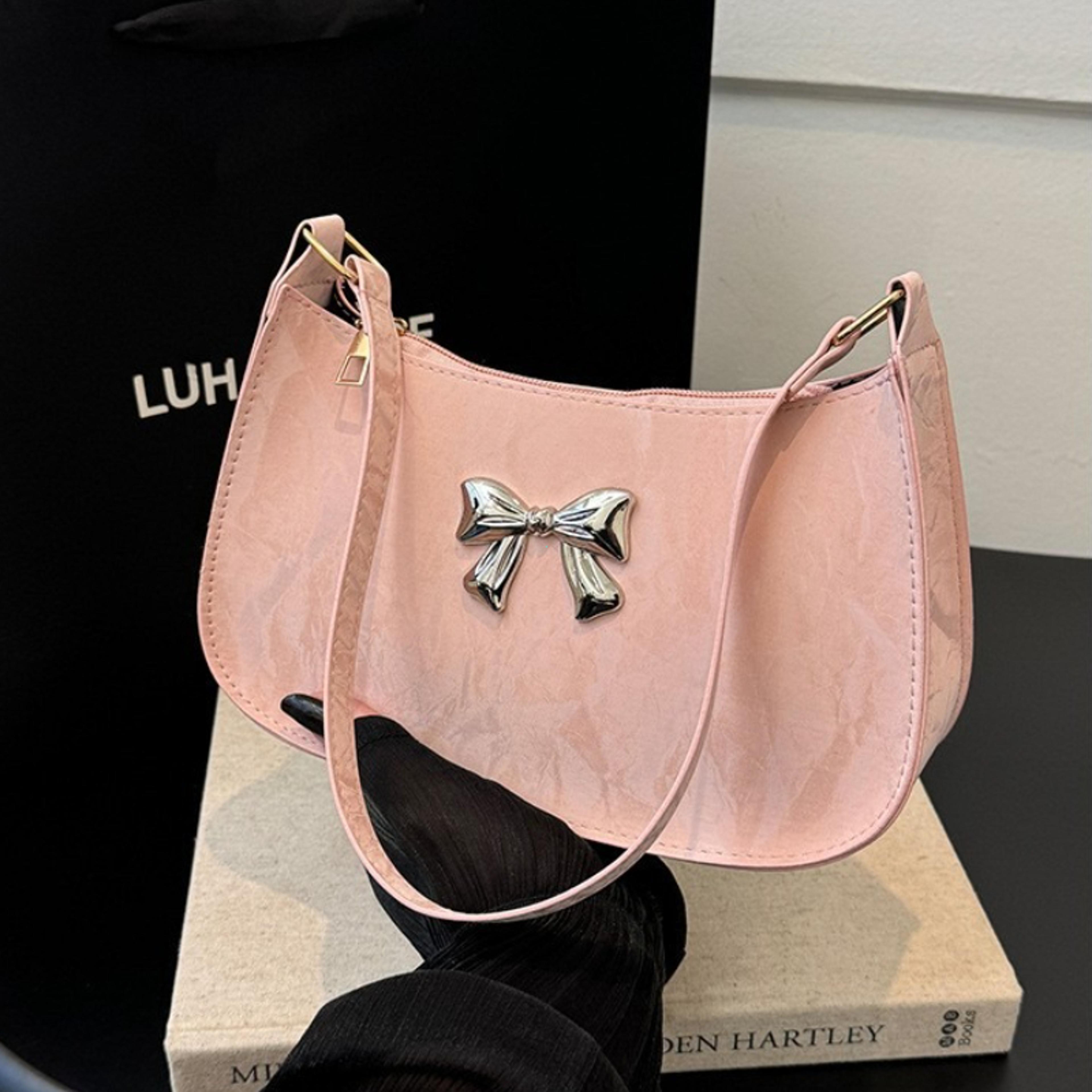 small bow handbag for women trendy underarm shoulder bag purse