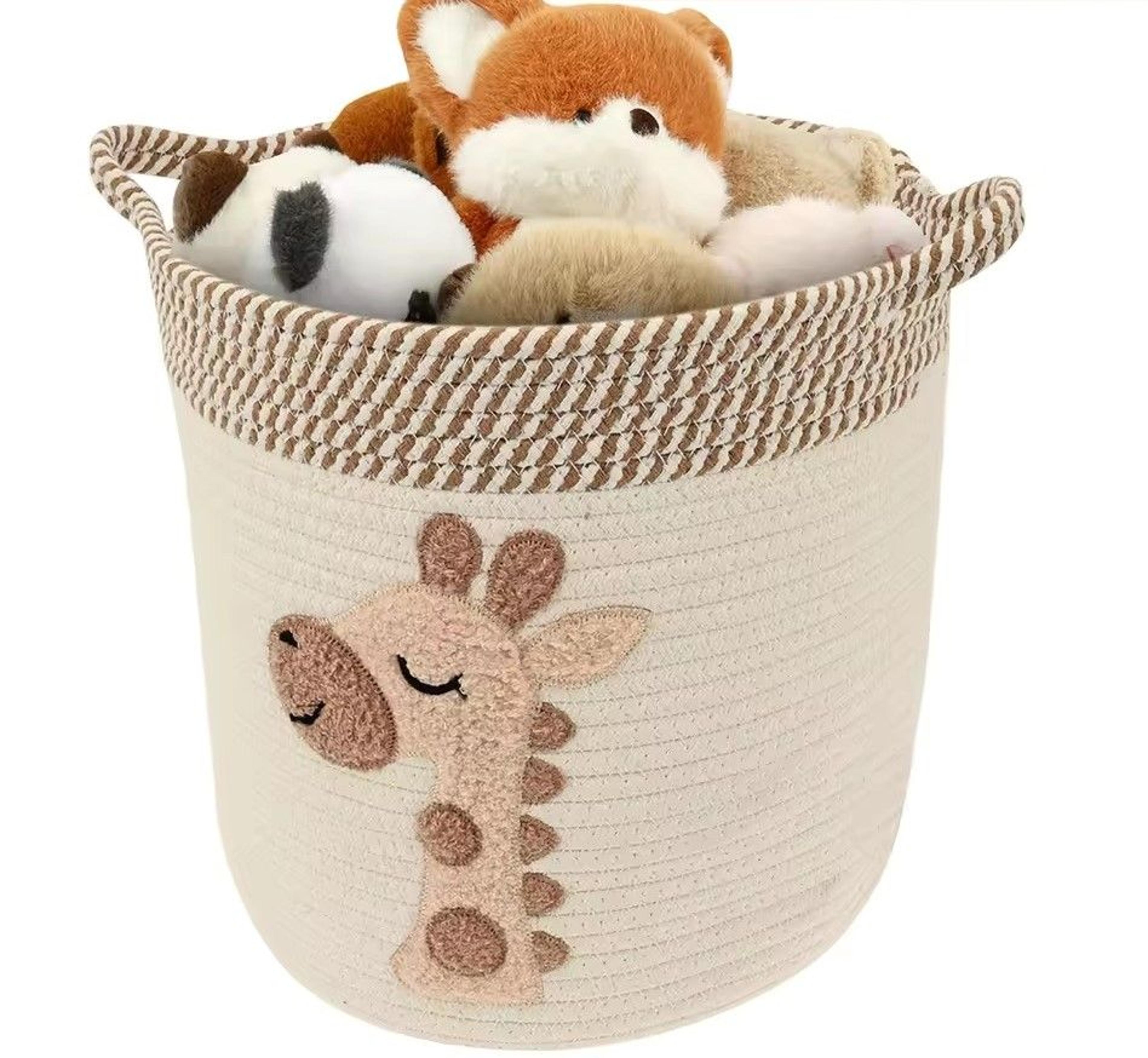 large cotton rope storage basket embroidered toy organizer and laundry hamper