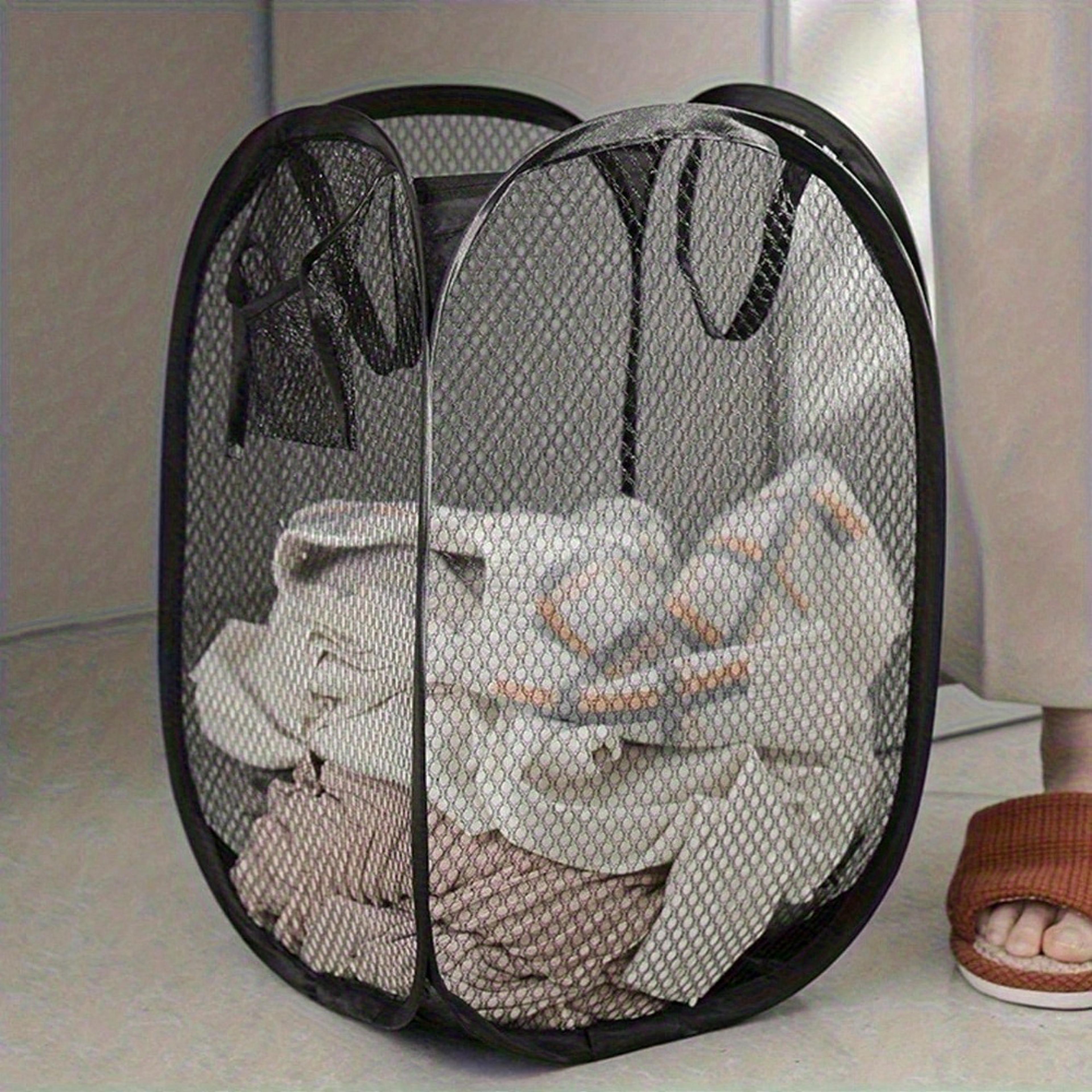 large pop up laundry hamper with handles foldable mesh laundry basket