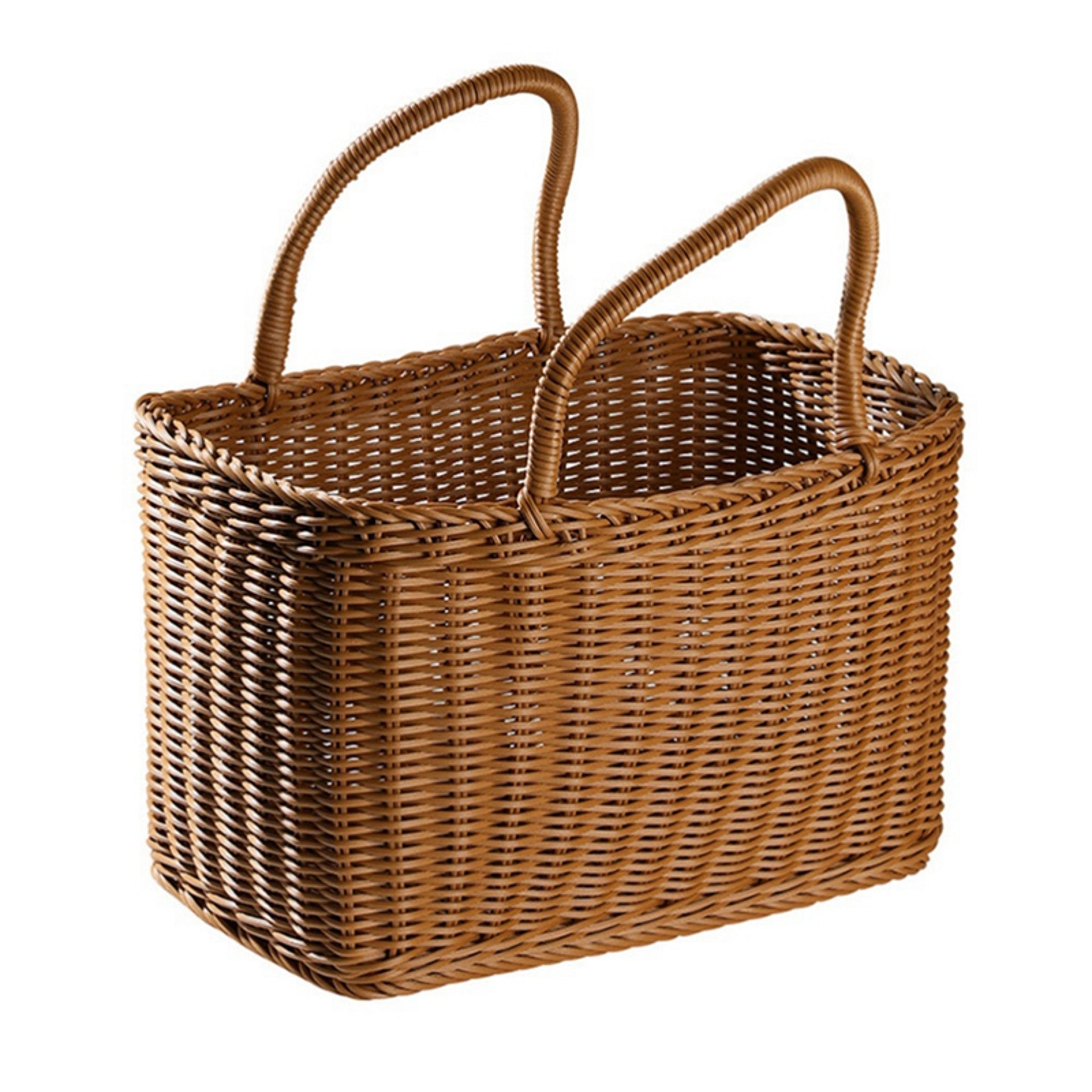 rustic rattan picnic basket woven shopping basket for flowers produce and storage