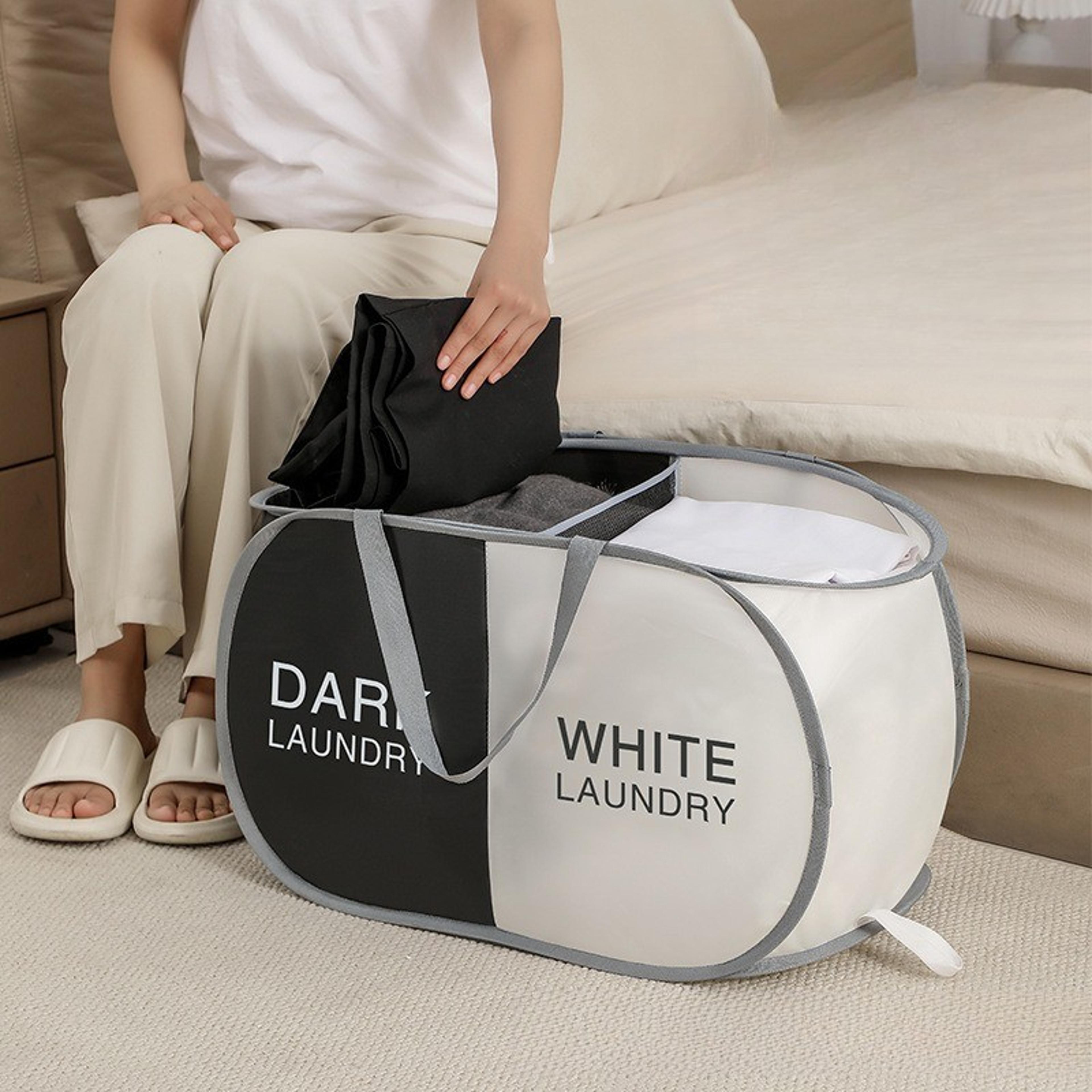 large collapsible laundry sorter hamper with handles for dorm and home